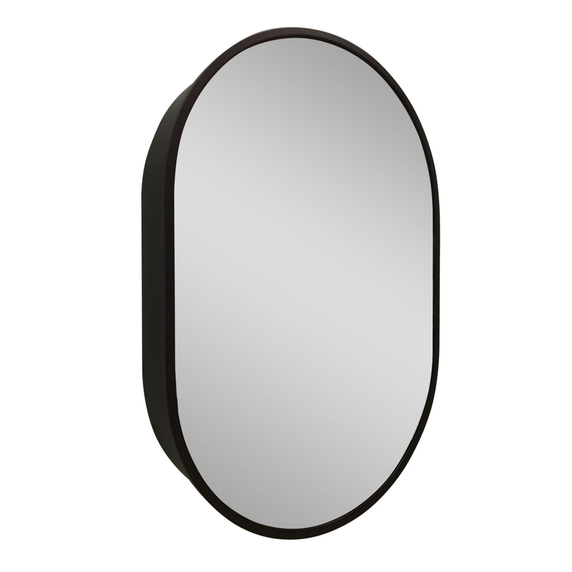 WELLFOR GIJ-MED02-2436BK 24-Inches x 36-Inches Surface Mount Black Mirrored Oval Medicine Cabinet