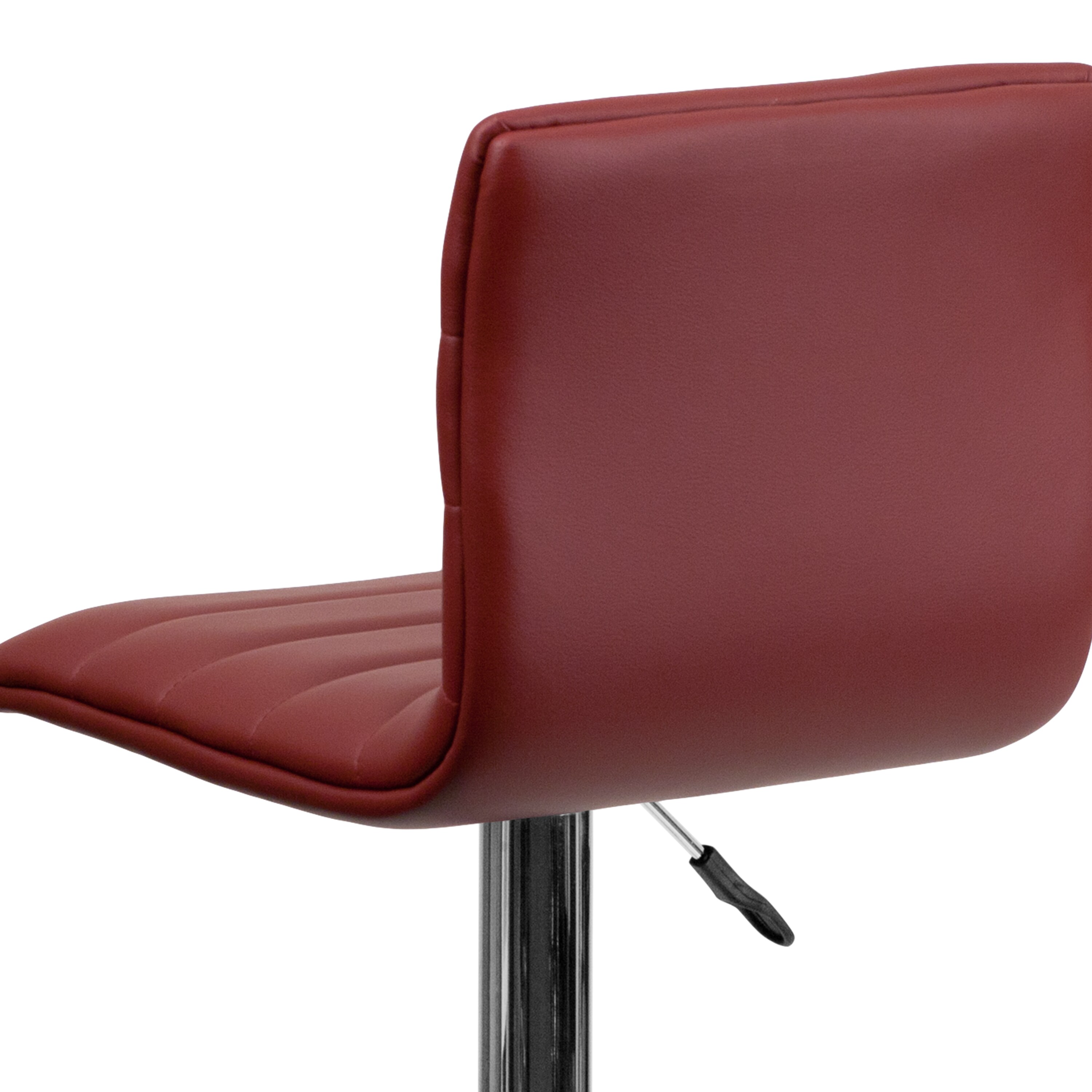 Burgundy Vinyl Adjustable Swivel Barstool with Chrome Base