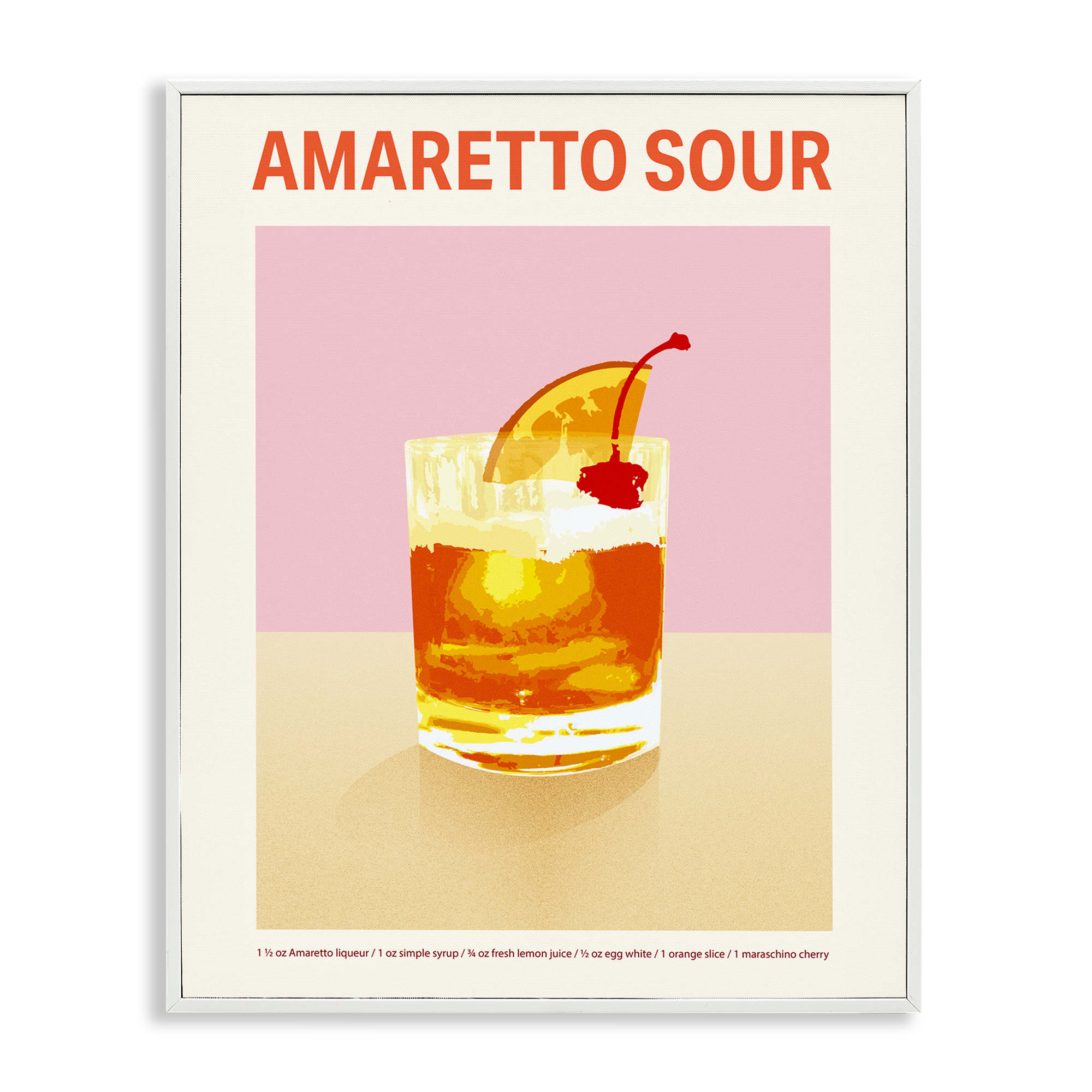 Stupell Industries BS-346-WFR-16X20 Amaretto Sour Classic Drink White Framed Giclee Art By Victoria Barnes 16 x 20