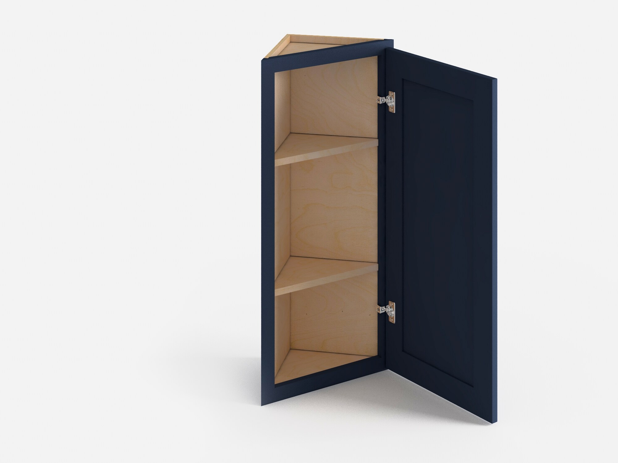 Valleywood Cabinetry 12-in W x 30-in H x 12-in D Marine Blue Birch Diagonal Corner Wall Ready To Assemble Plywood Cabinet (Flat Panel Shaker Style)