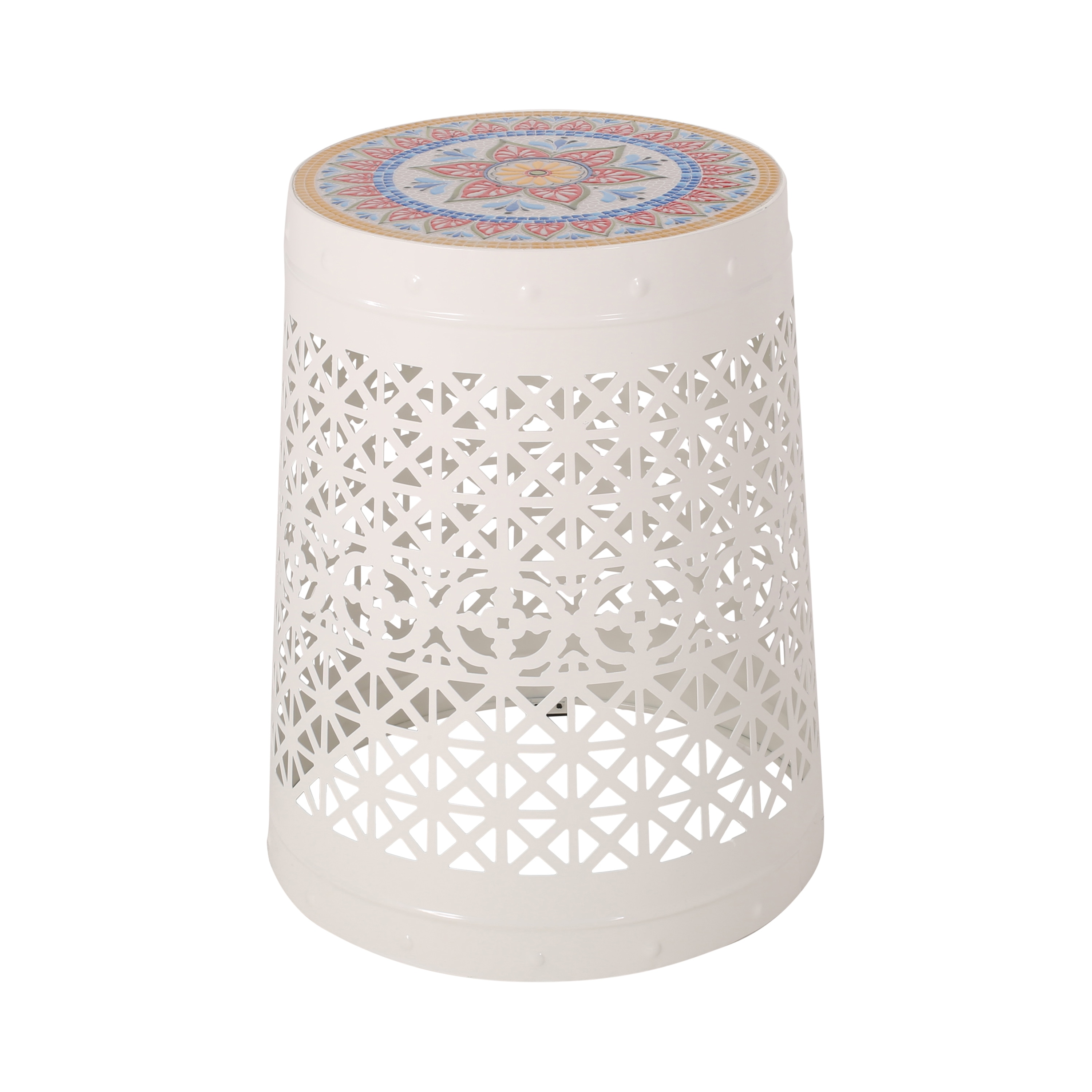 AHIOU HOME ZAAHG-70510.00WHIGS 18.5-in White Steel Barrel Garden Stool