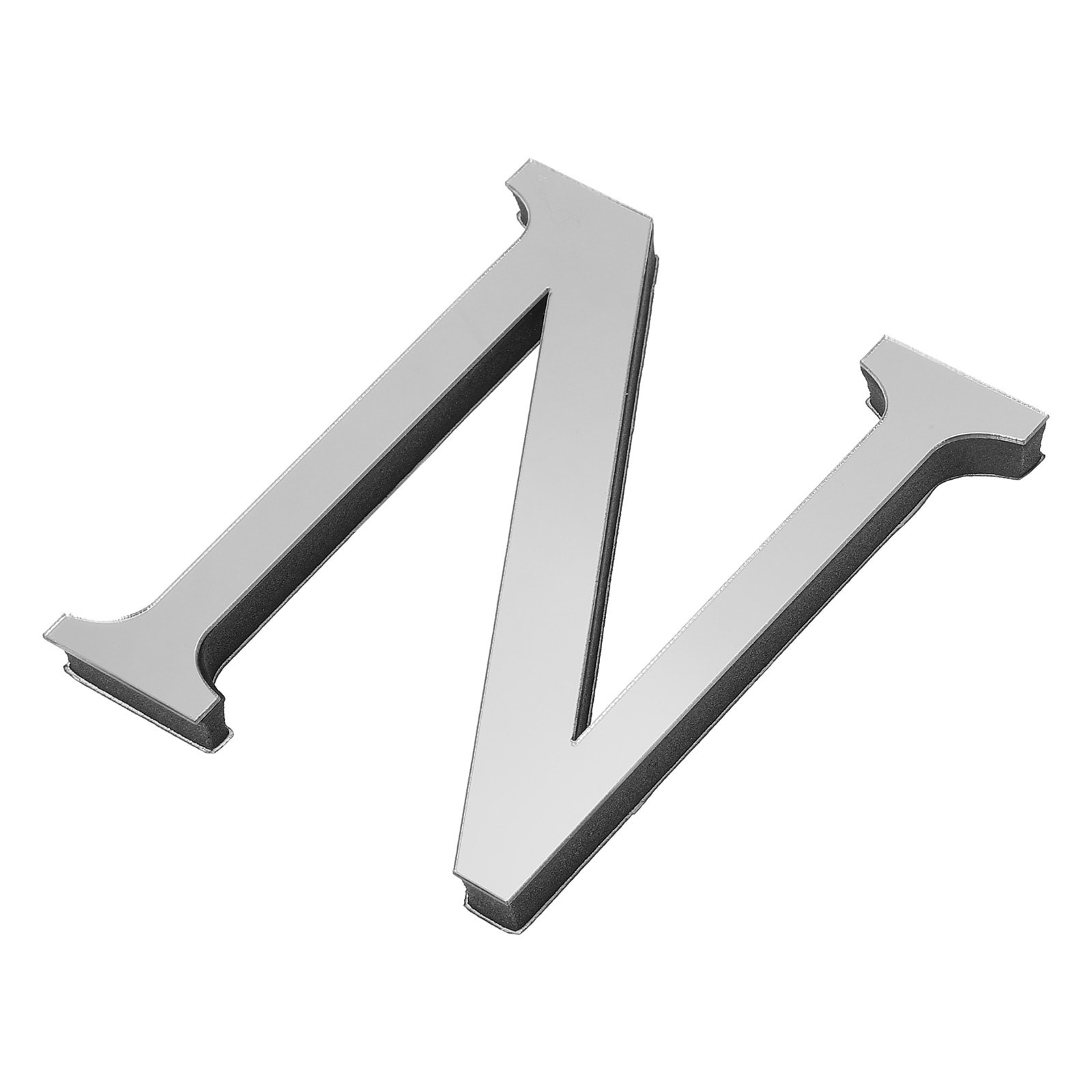 PATIKIL 3D Acrylic Alphabet Mirror Wall Stickers Letter N Self-Adhesive Home Decor Letter Sign Art Sticker Decal for DIY Home Decoration Silver Tone