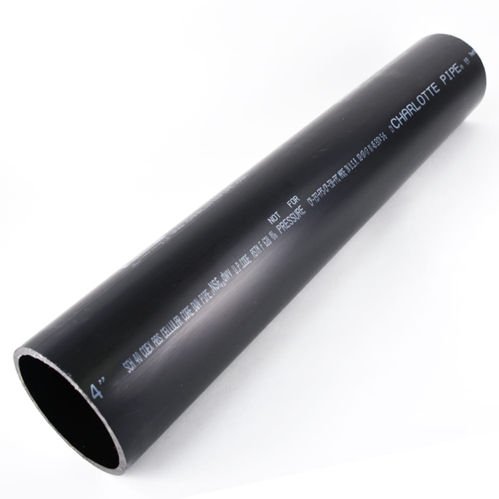 Charlotte Pipe The 4-inch ABS DWV Pipe for non-potable water applications,  with NSF safety listing and Schedule 40, is perfect for sanitary drainage  systems. in the ABS DWV Pipe & Fittings department