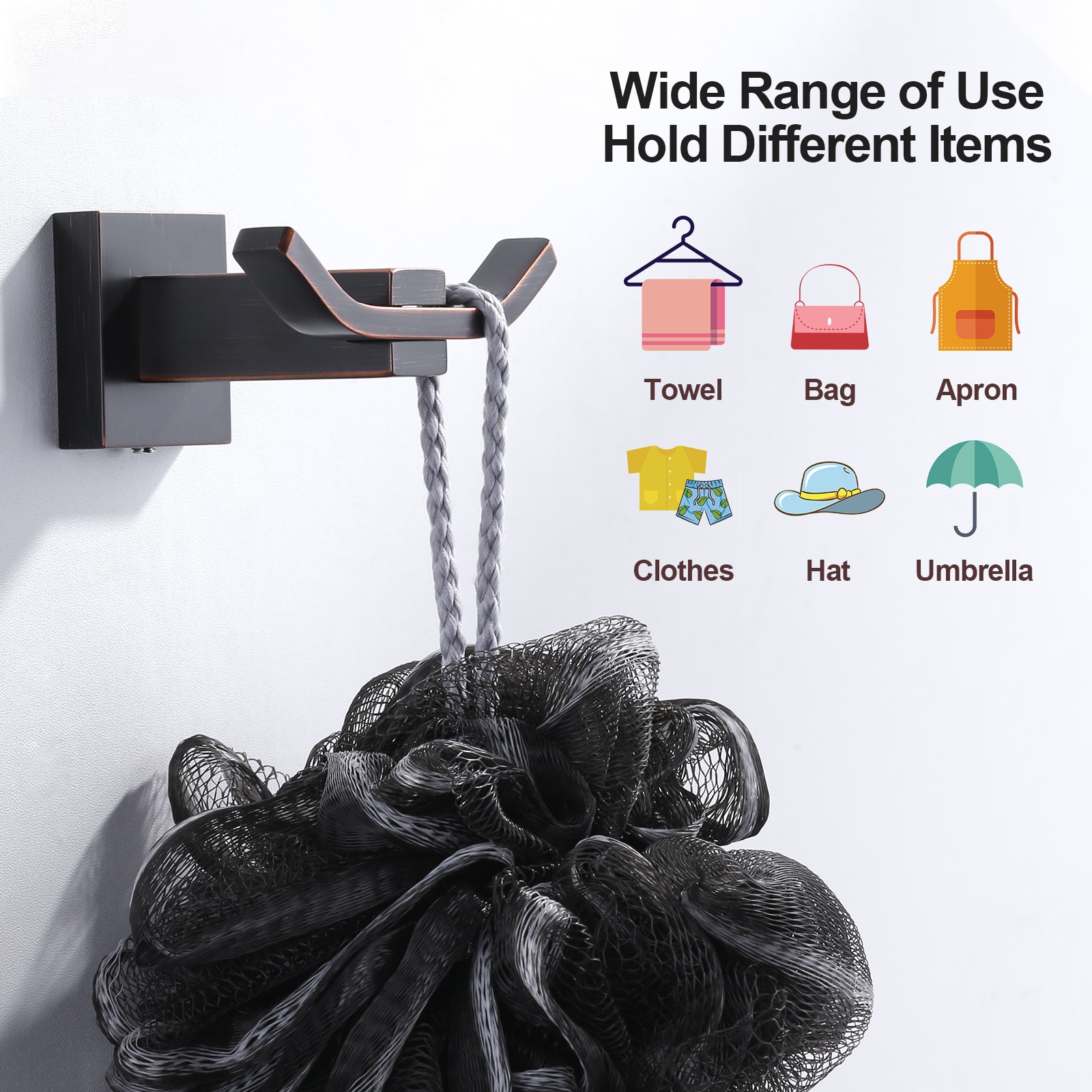 Oil Rubbed Bronze Double Wall Mount Towel Hook