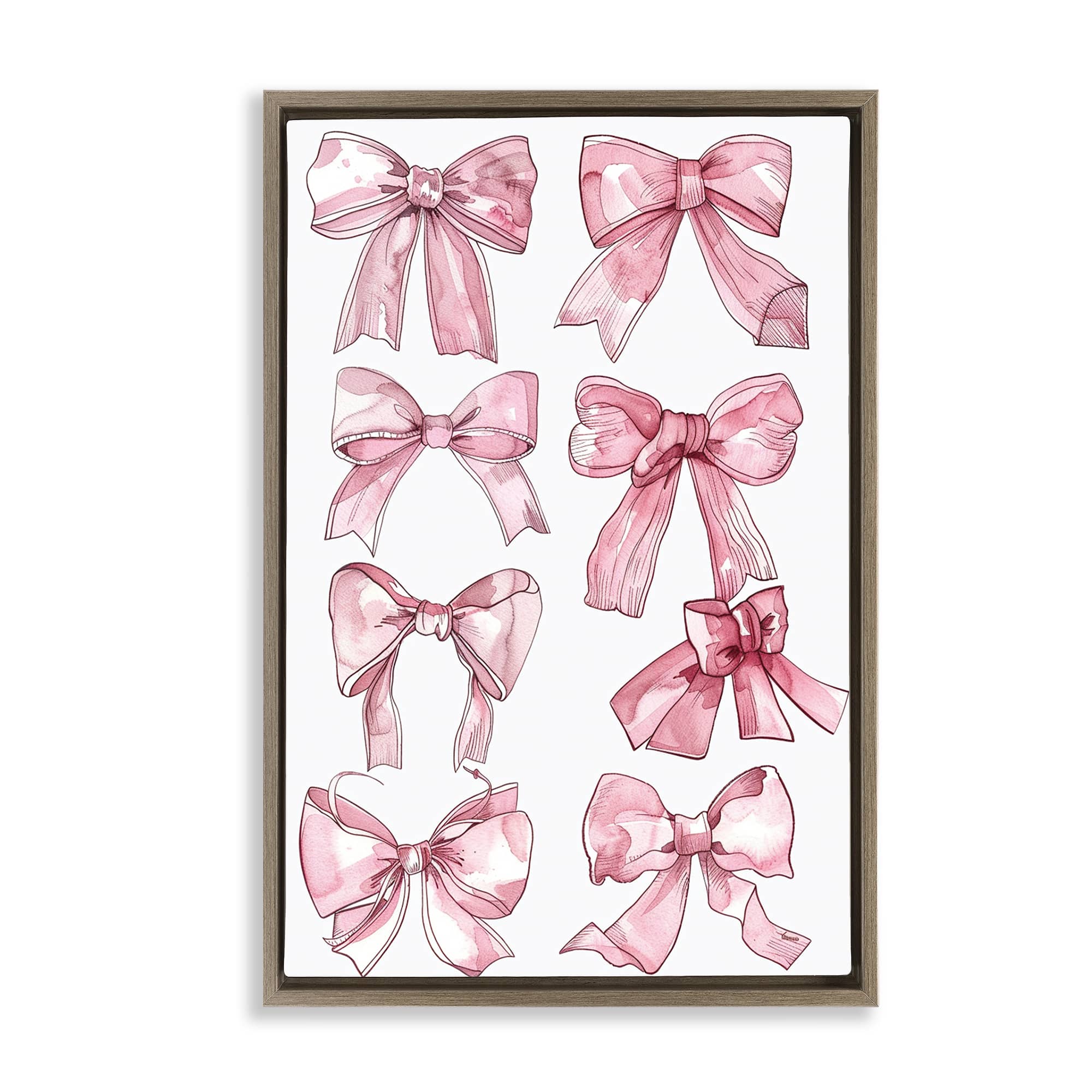 Stupell Industries BT-674-FFE-20X30 Various Ribbons in Pink Floating Frame design by LSR Design Studio