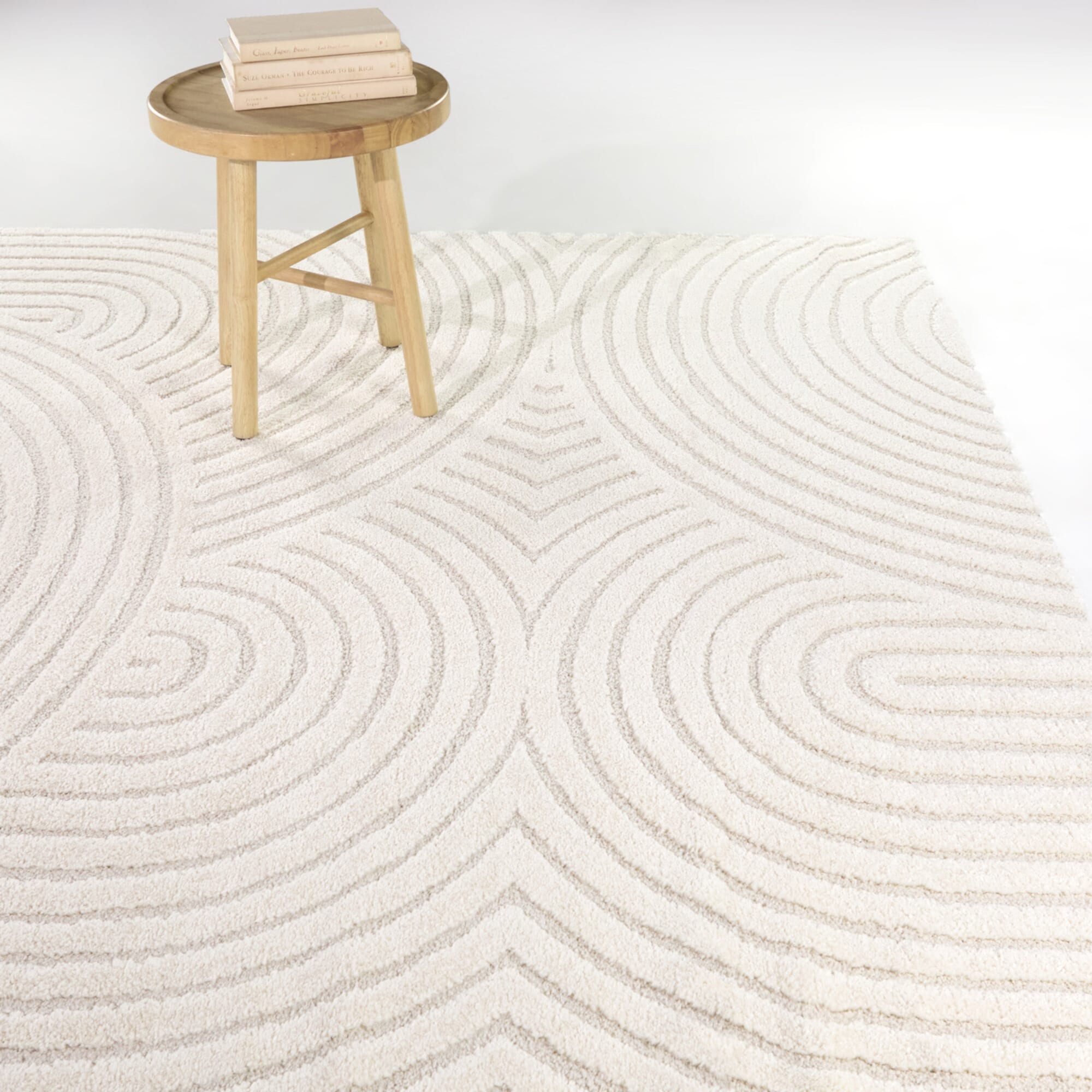 Balta 3122061 5 x 5 (ft) Polyester/Polypropylene Cream Square Indoor Abstract Mid-Century Modern Area rug