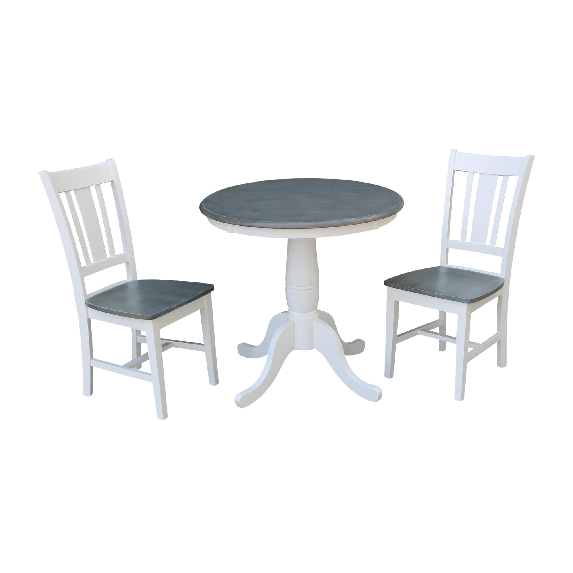 International Concepts K05-30RT-C10-2 White/Heather Gray Casual Dining Room Set with Round Table ( Seats 2 )