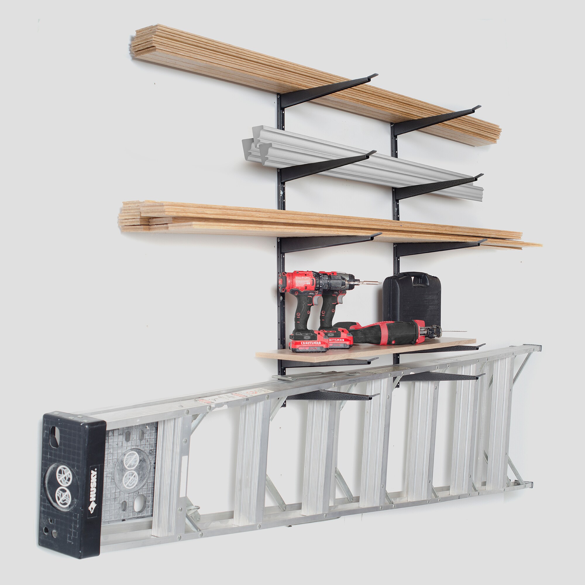 Delta 16 in. x 21 in. Heavy Duty Wall Rack Adjustable 3 Tier Lumber Rack  Holds 480 lbs. Steel Garage Wall Shelf with Brackets HDRS1000HD - The Home  Depot