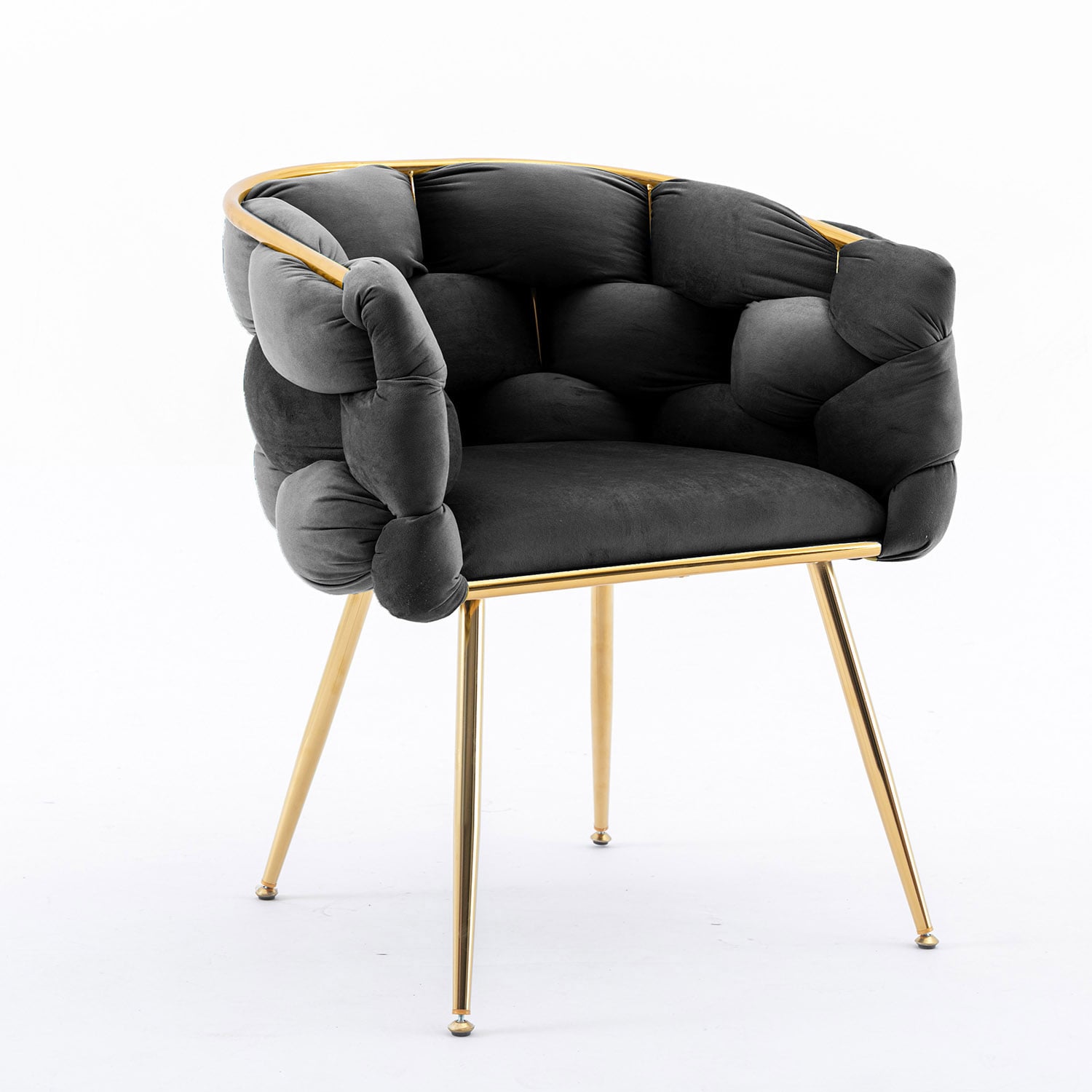 Bybafun Modern Black Velvet Accent Chair In The Chairs Department At ...