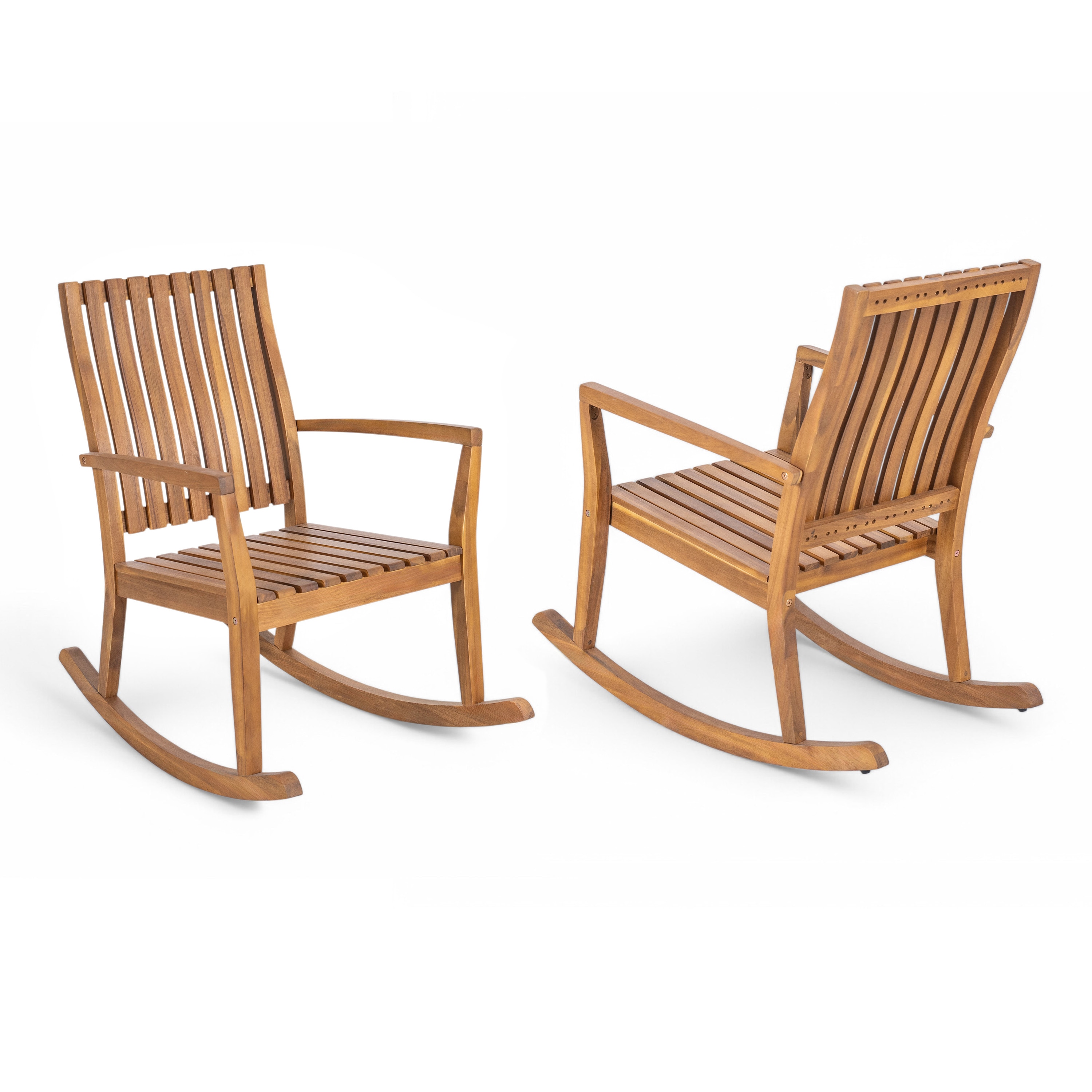 Christopher Knight Home 334299 Sandy Acacia Wood Outdoor Rocking Chair Set of 2