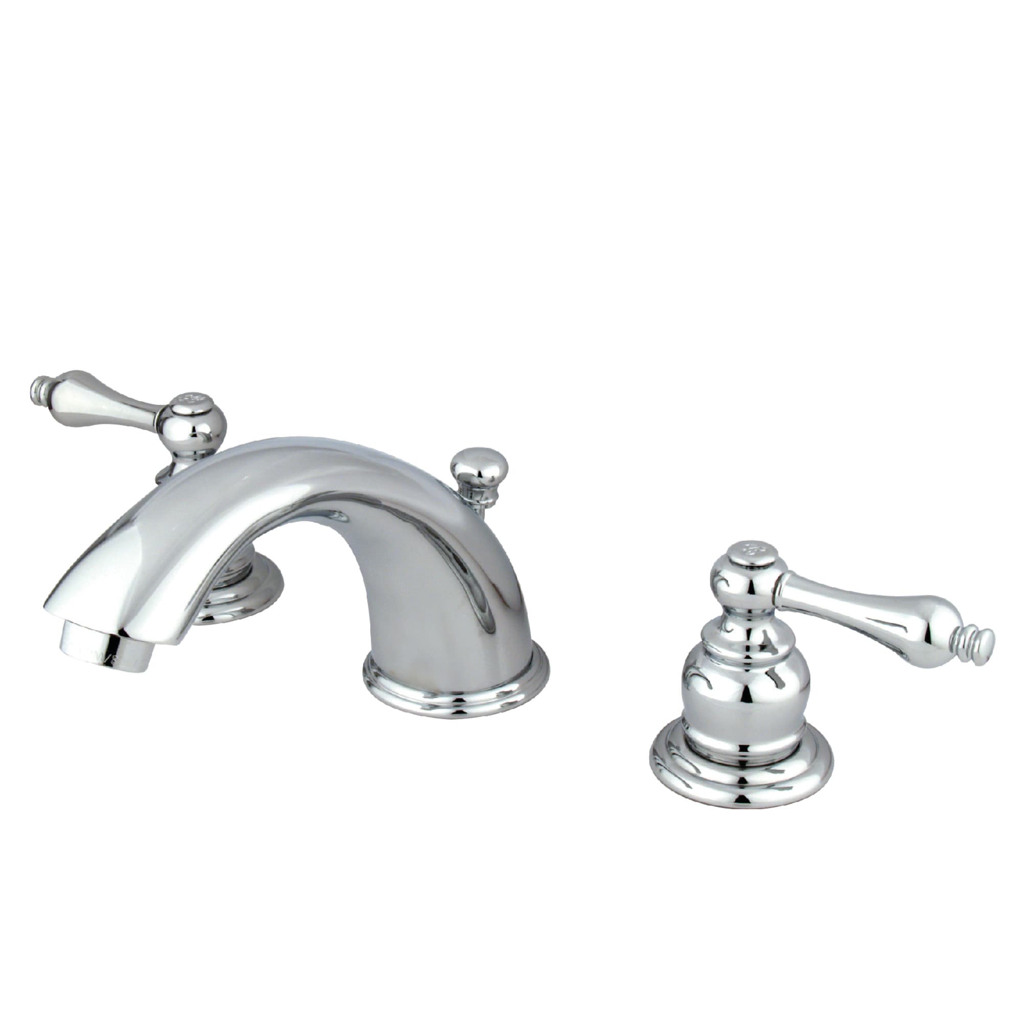 Kingston Brass WLKB971AL Victorian Polished chrome Widespread 2-handle Mid-arc Residential Handle Bathroom Sink Faucet with Drain
