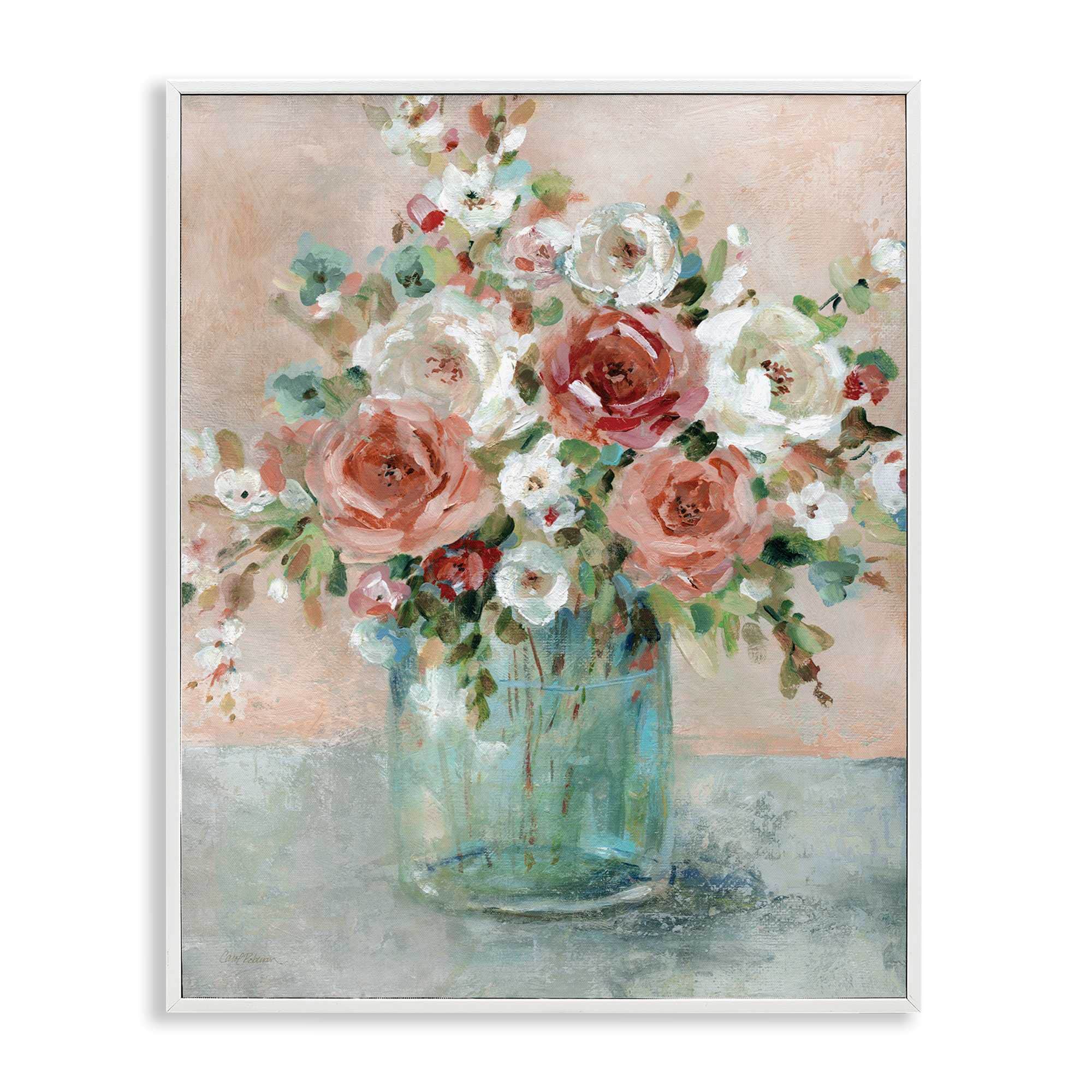 Stupell Industries BS-263-WFR-24X30 Red and White Roses White Framed Giclee Art By Carol Robinson 24 x 30