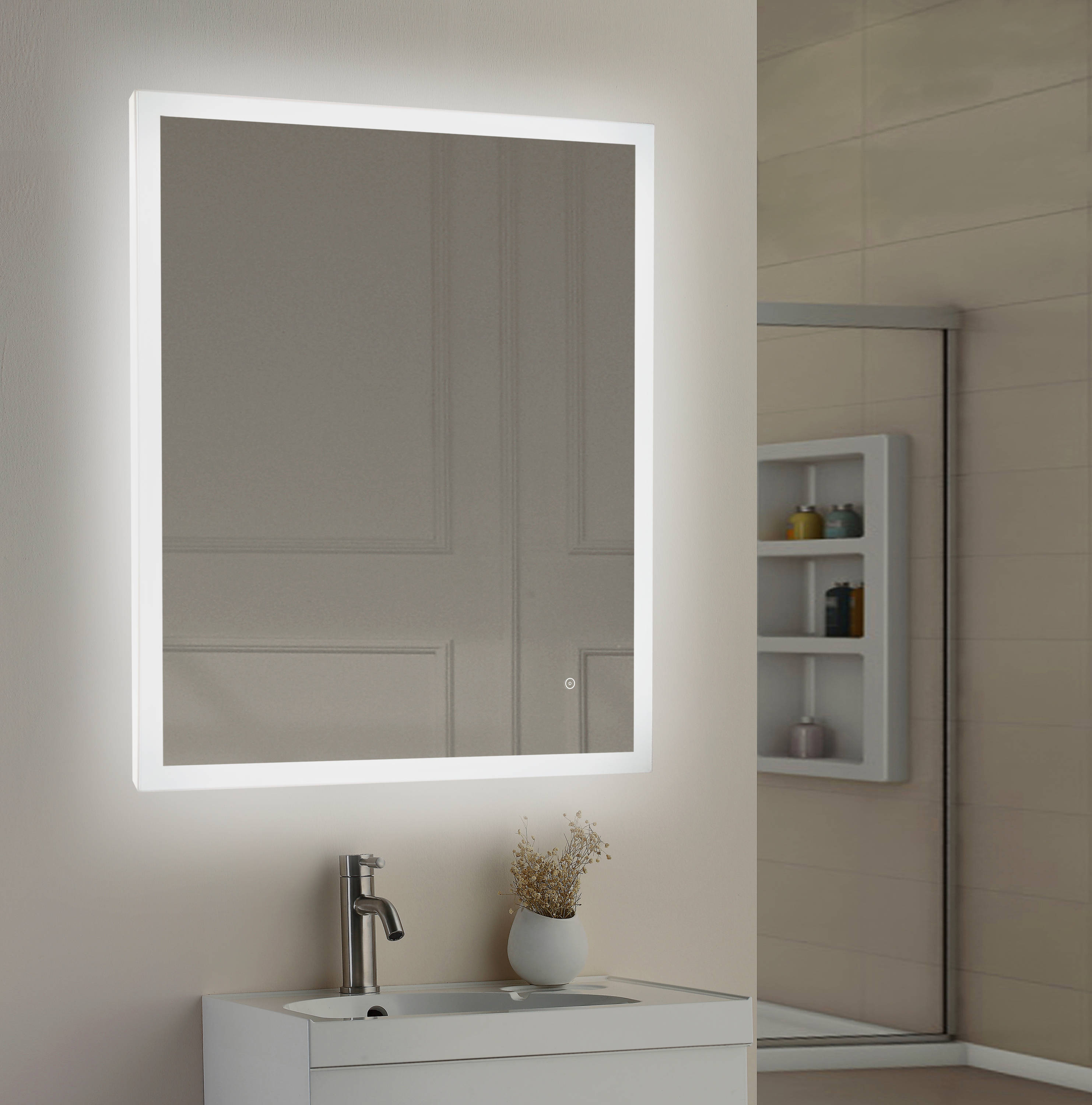 bathroom shaving mirror with light