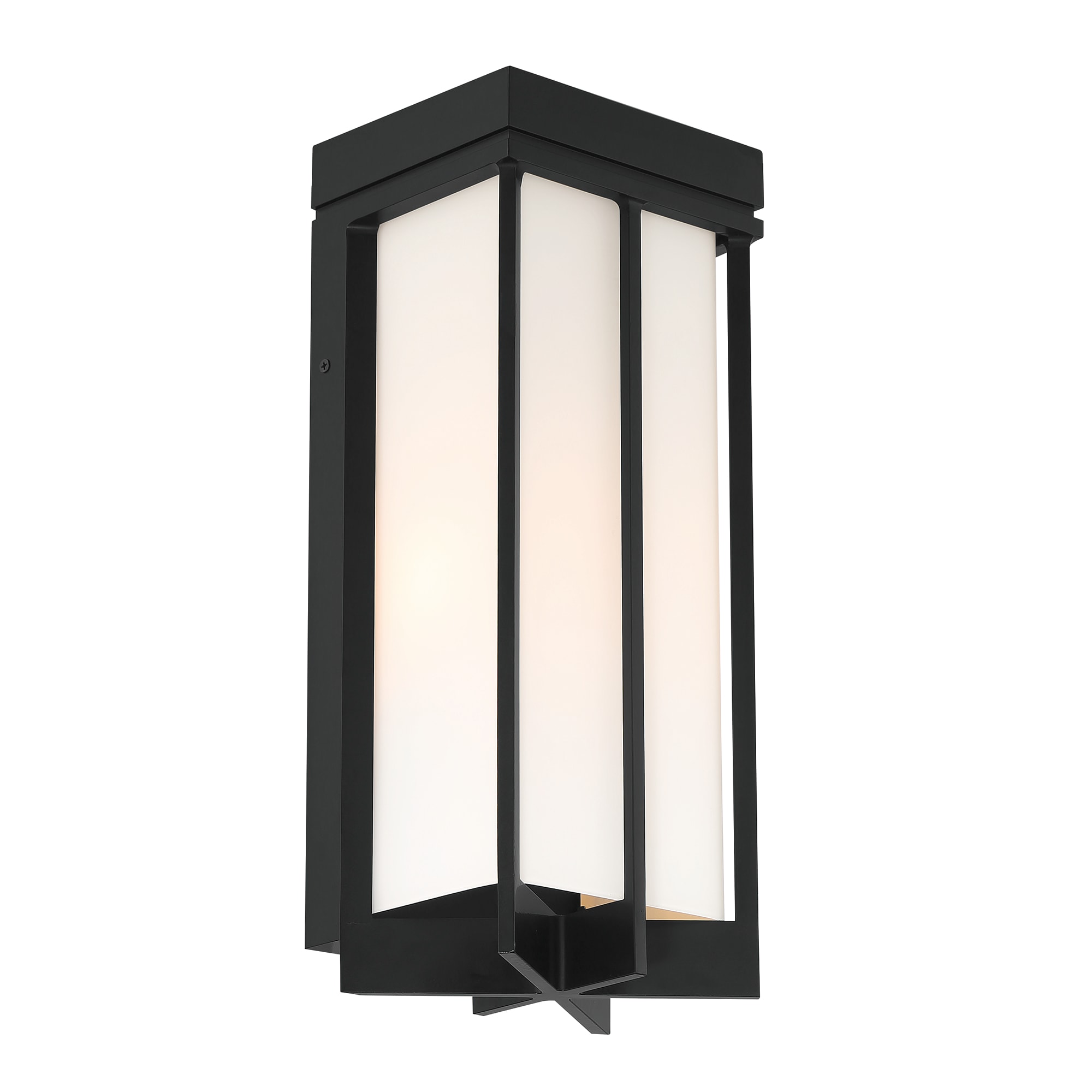 17.5" Matte Black Metal Lantern Wall Sconce