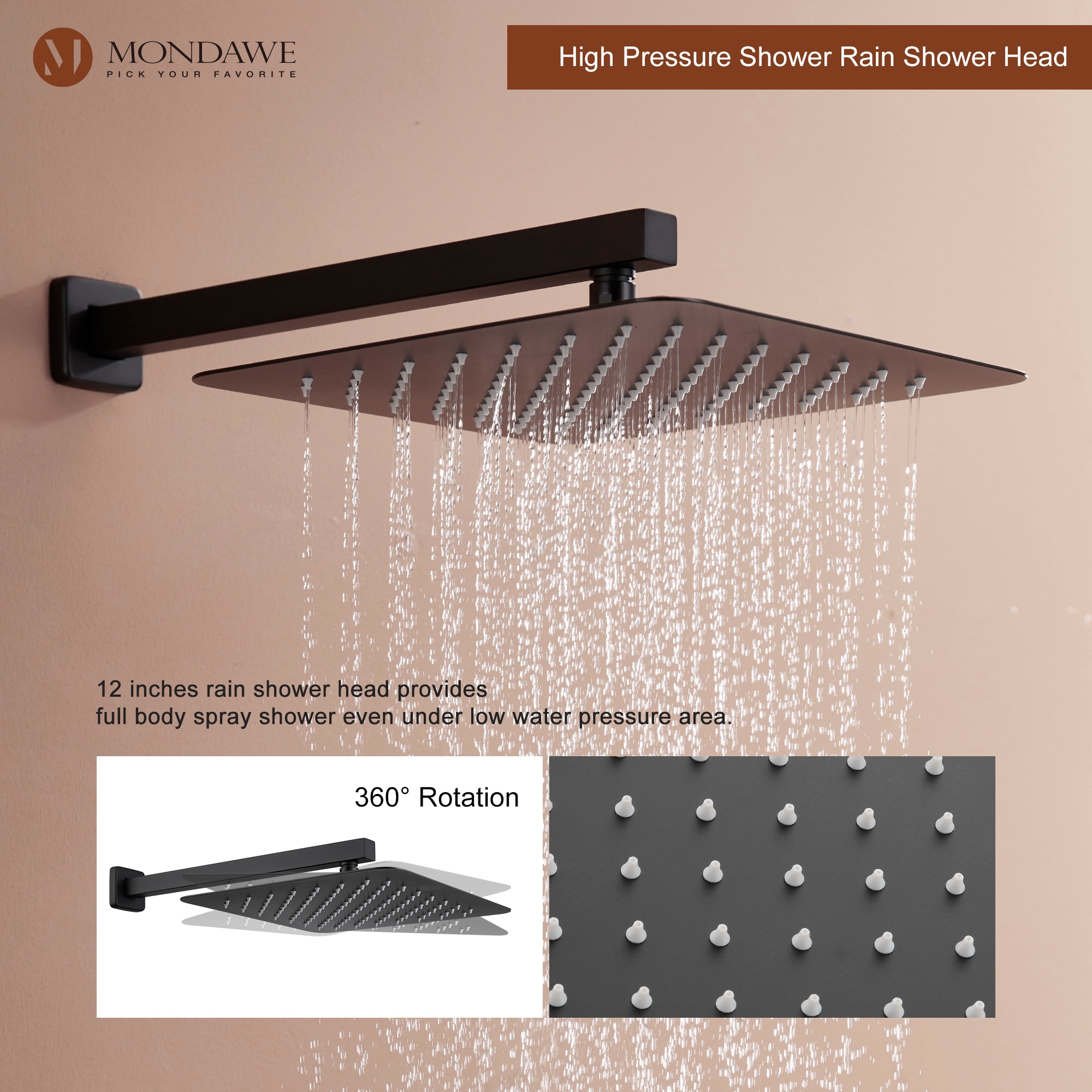 Mondawe WF6310-12BL-WM Showerhead-Bar-Panels - View #6