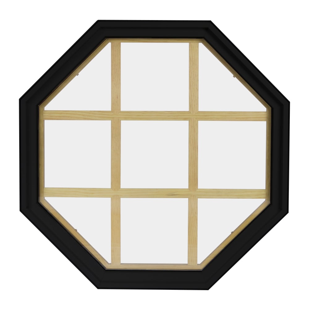 FrontLine Bldg. Products 3636OC69LIGBK 36-in x 36-in Black Octagon Accent Window with Grids
