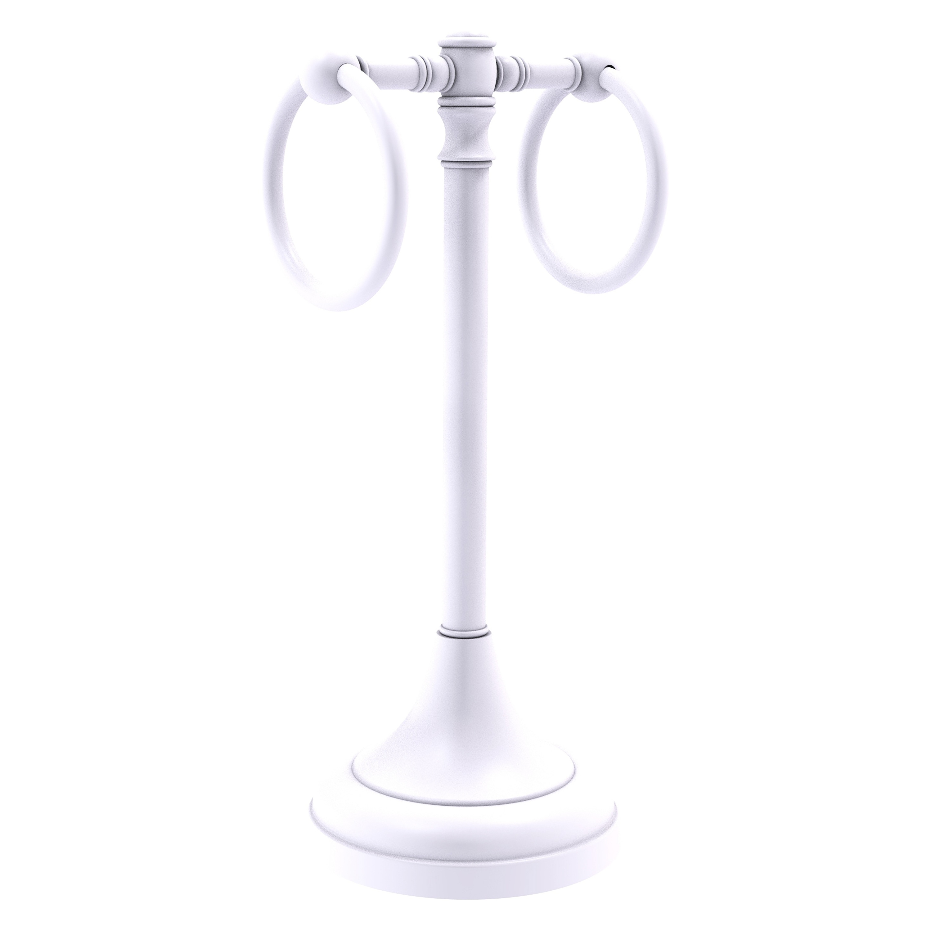 Allied Brass CL-53-WHM Carolina Matte White Freestanding countertop Double Towel Ring