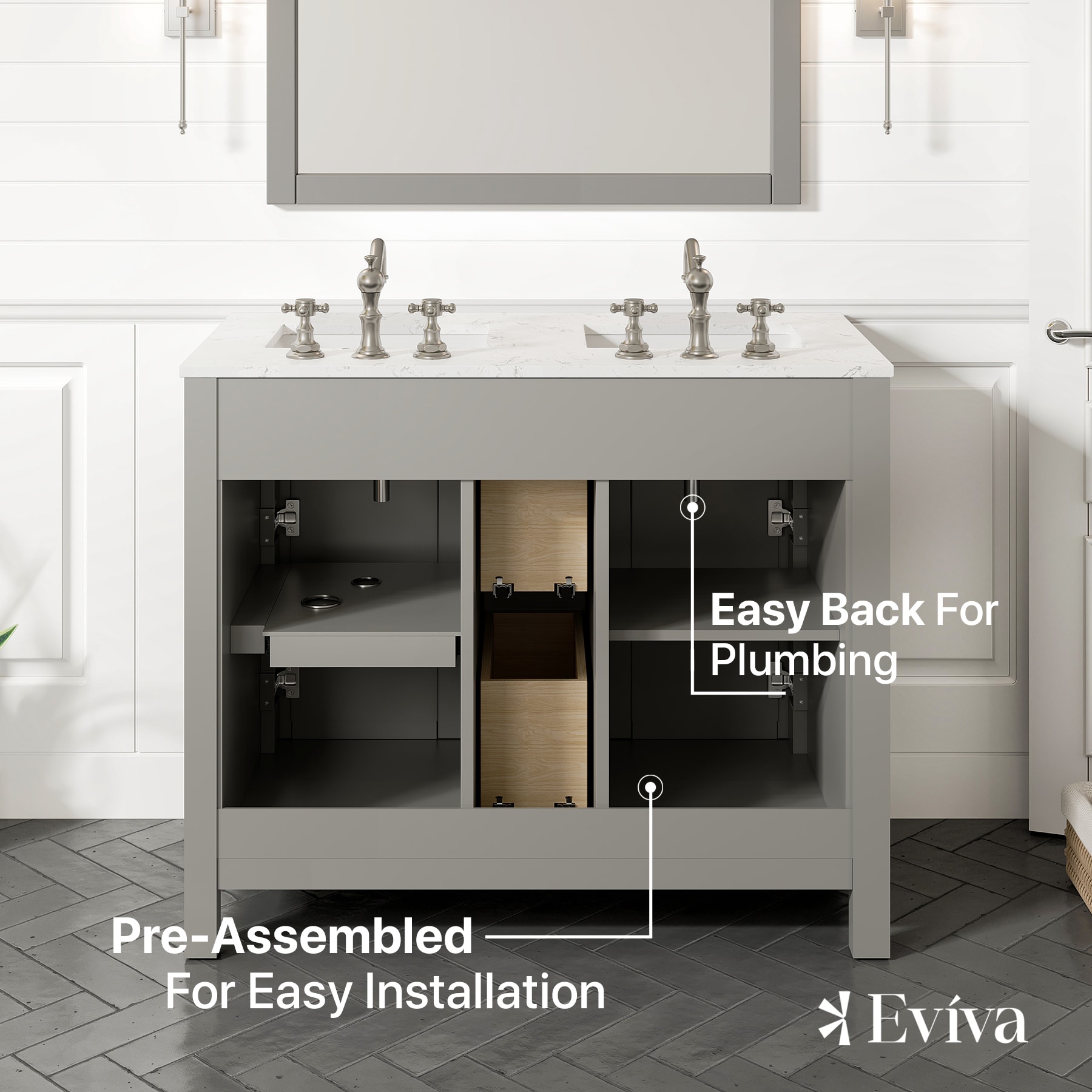 Eviva TVN313-44GR-DS Bath-Vanity-Combo - View #6