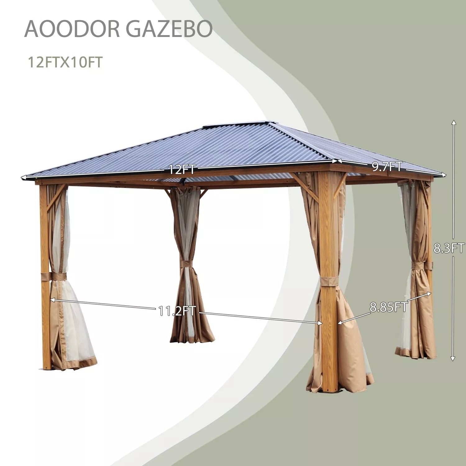 Aoodor A192-PKIBN Wood-Resin-Gazebos - View #2