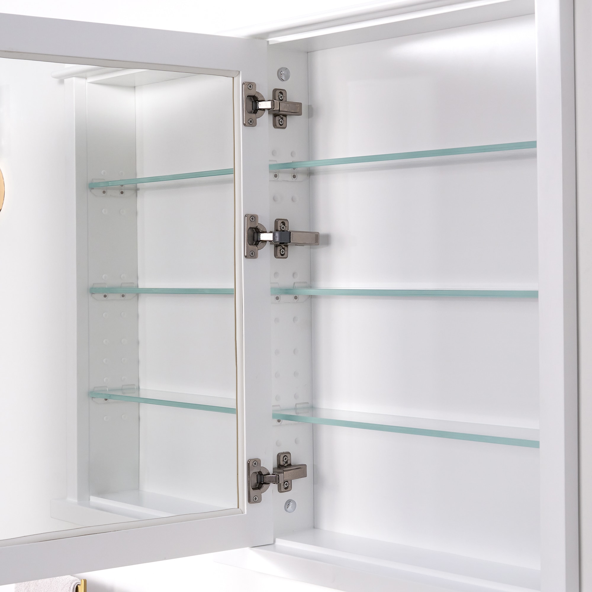 Forclover 26-in x 32-in Recessed Mount White Mirrored Soft Close Medicine Cabinet