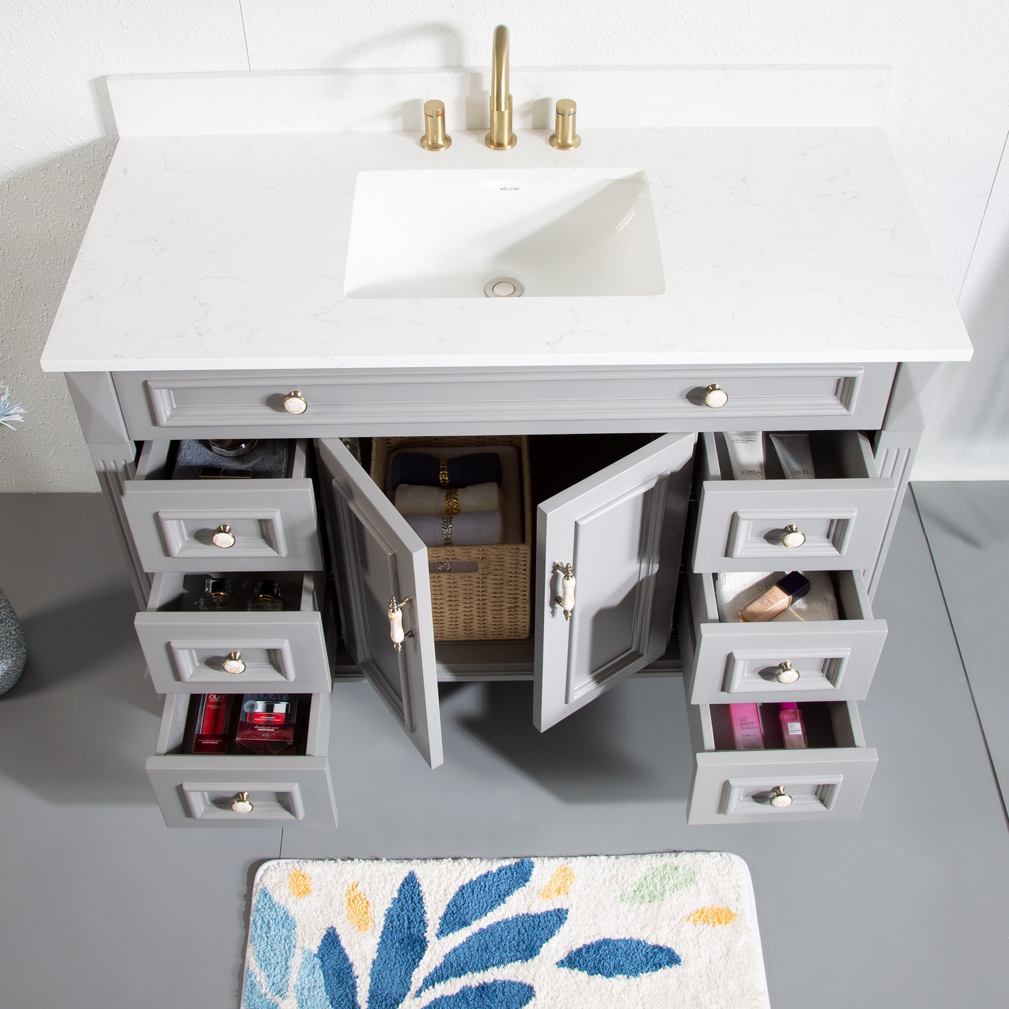 WELLFOR ARTWOOD48QZ-TG-1 Bath-Vanity-Combo - View #5