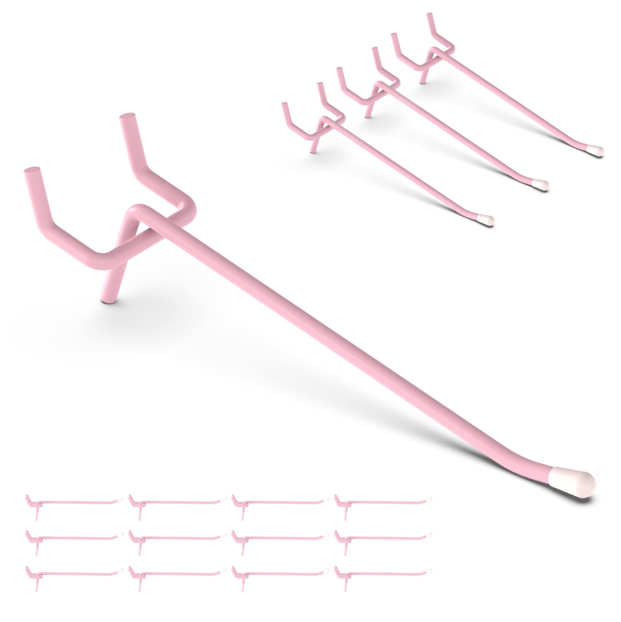 CYIKE  50 Pack Pink Pegboard Hooks 4 Inch Decorative Metal Peg Board Hangers with Rubber Safety Tips Fits 1 8 1 4 Boards Heavy Duty Organizer for