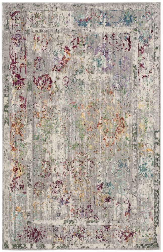 Mystique Gray Abstract Synthetic Kids Reversible Rug 4' x 6'