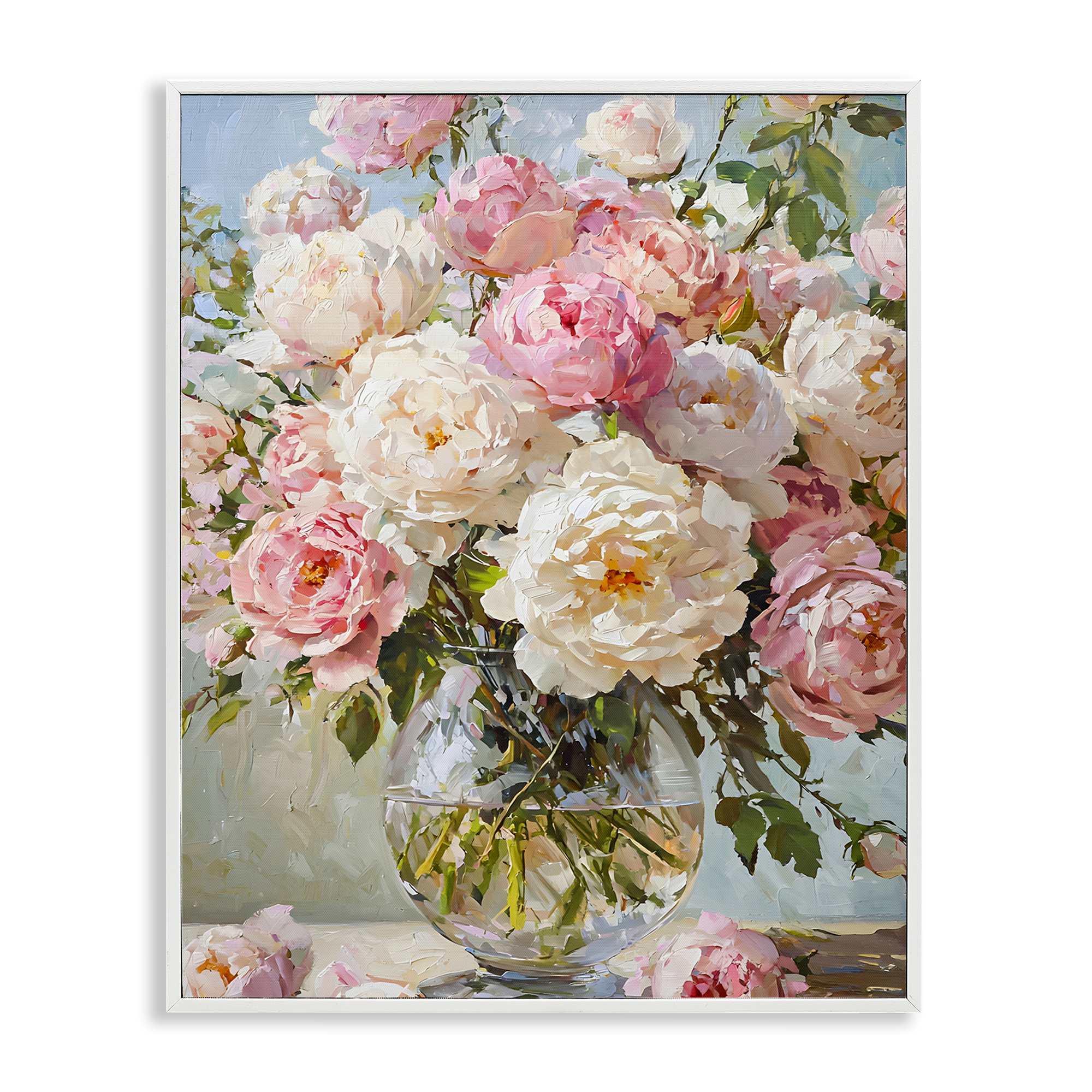 Stupell Industries BT-634-WFR-16X20 White and Pink Roses White Framed Giclee Art By Franklyn Gregory 16 x 20
