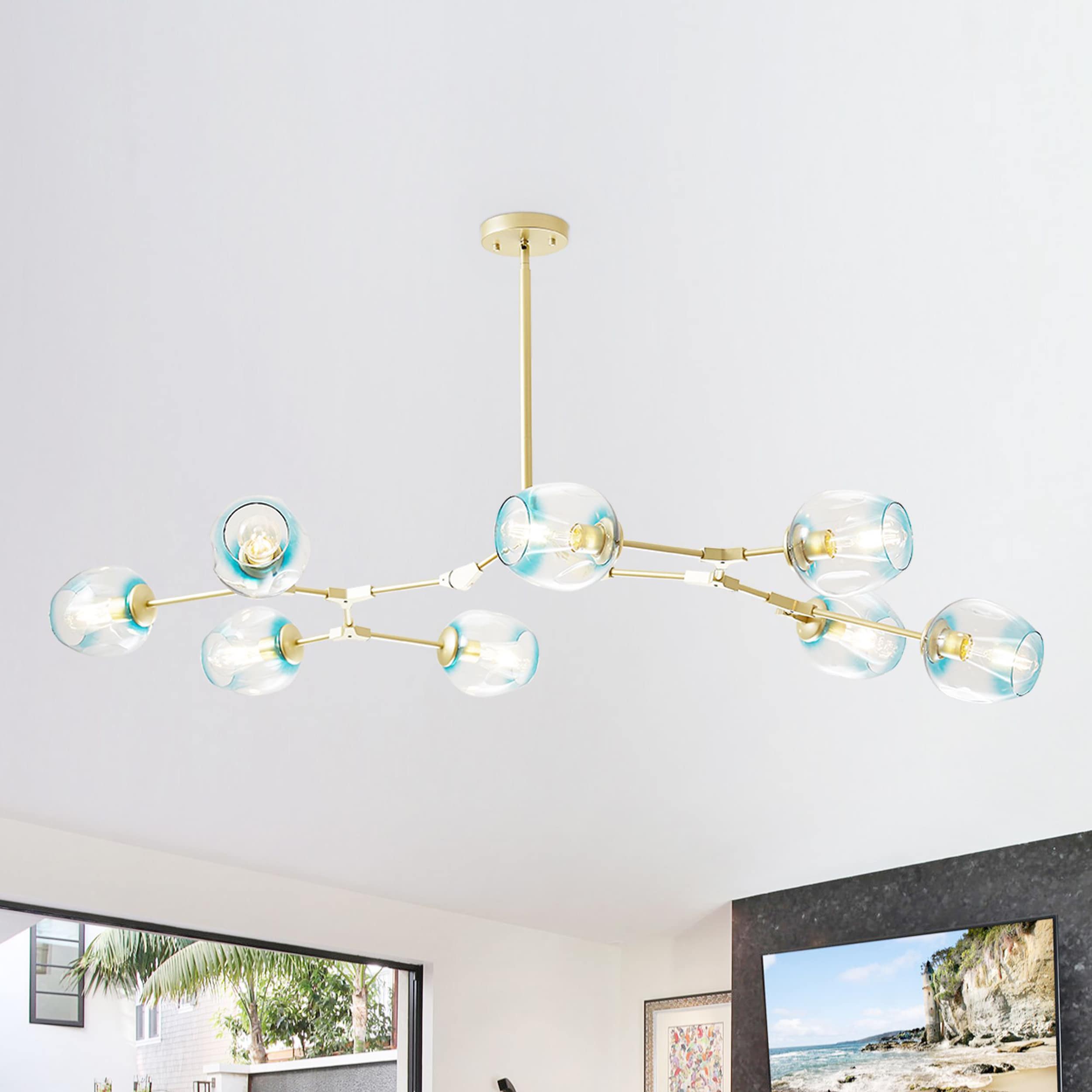 Oaks Decor BD1031-8-LS Rochelle 8 -Light Brushed Blue Modern/contemporary Bare bulb For Use in Bathrooms, Bedrooms, Dining Rooms, Foyers, Kitchens, Living Rooms Chandelier