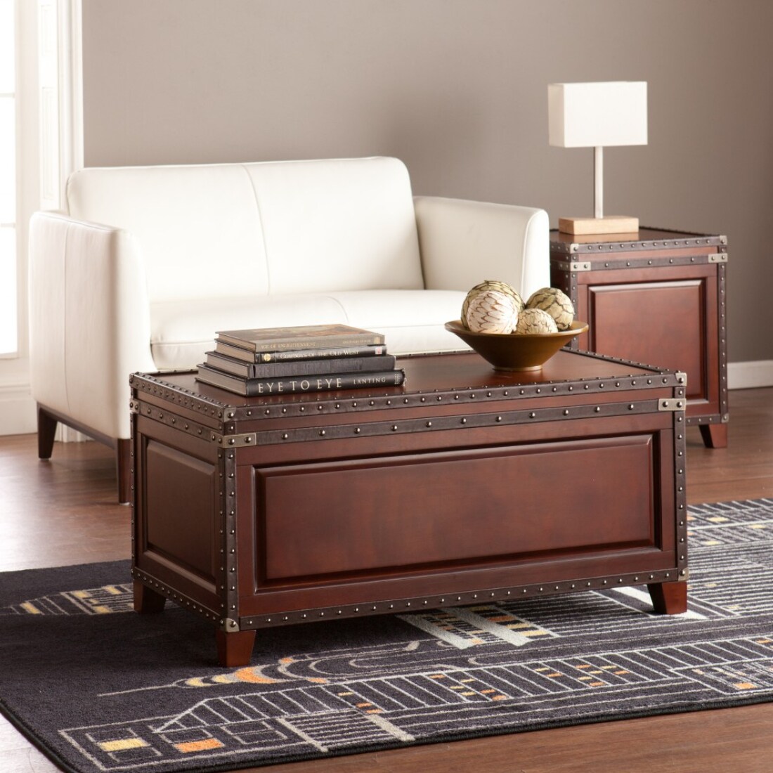 HomeRoots 4000402168 Brown Fir Wood Midcentury Coffee Table with Storage