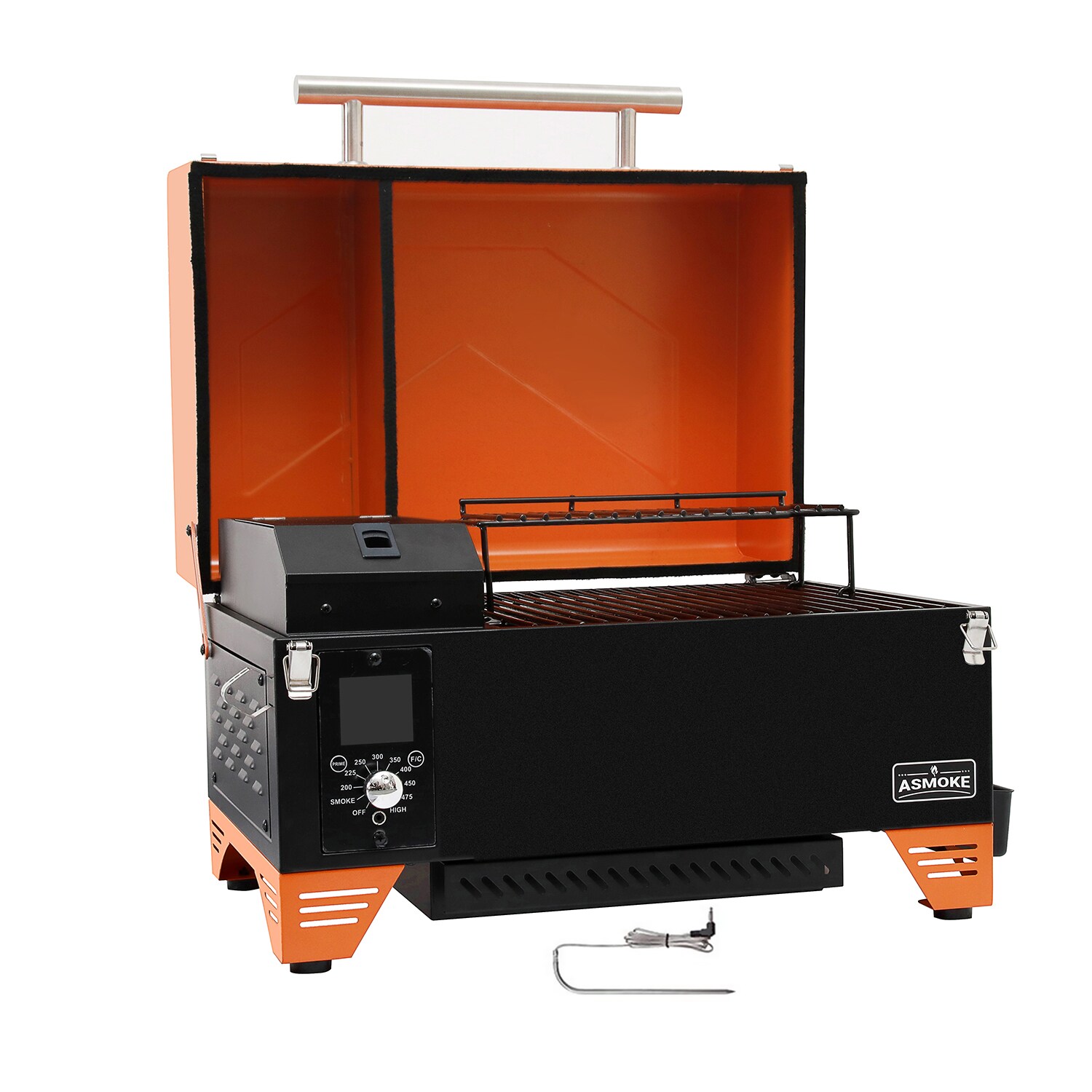 ASMOKE AS350 256-Sq. Inches Vibrant Orange Pellet Grill