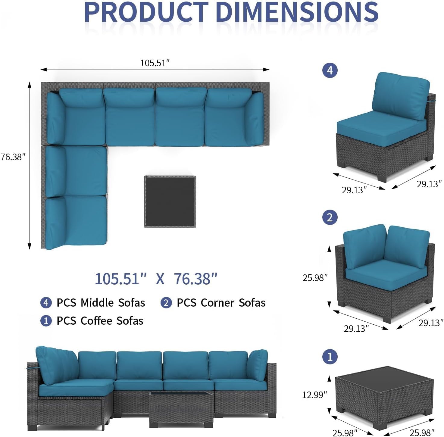 Qeetex WWJ-PHO-34EGBR4P Patio-Sofas-Daybeds - View #5