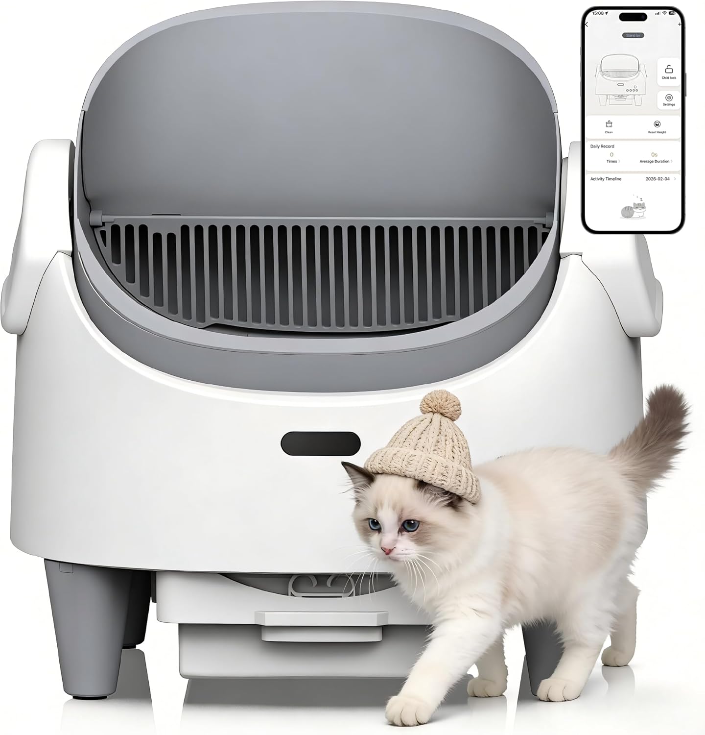 IdealHouse - Self-Cleaning Automatic Cat Litter Box/ Open Top for Multi Cats/ Smart App Control w...