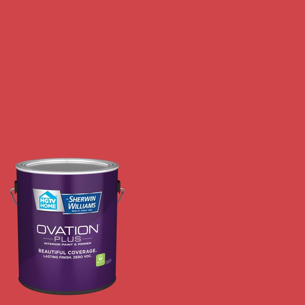 HGTV HOME by Sherwin-Williams 1010-1-2557212 Ovation Plus Flat Red Bliss 1010-1 Latex Interior Paint Paint + Primer ( 1-gallon )