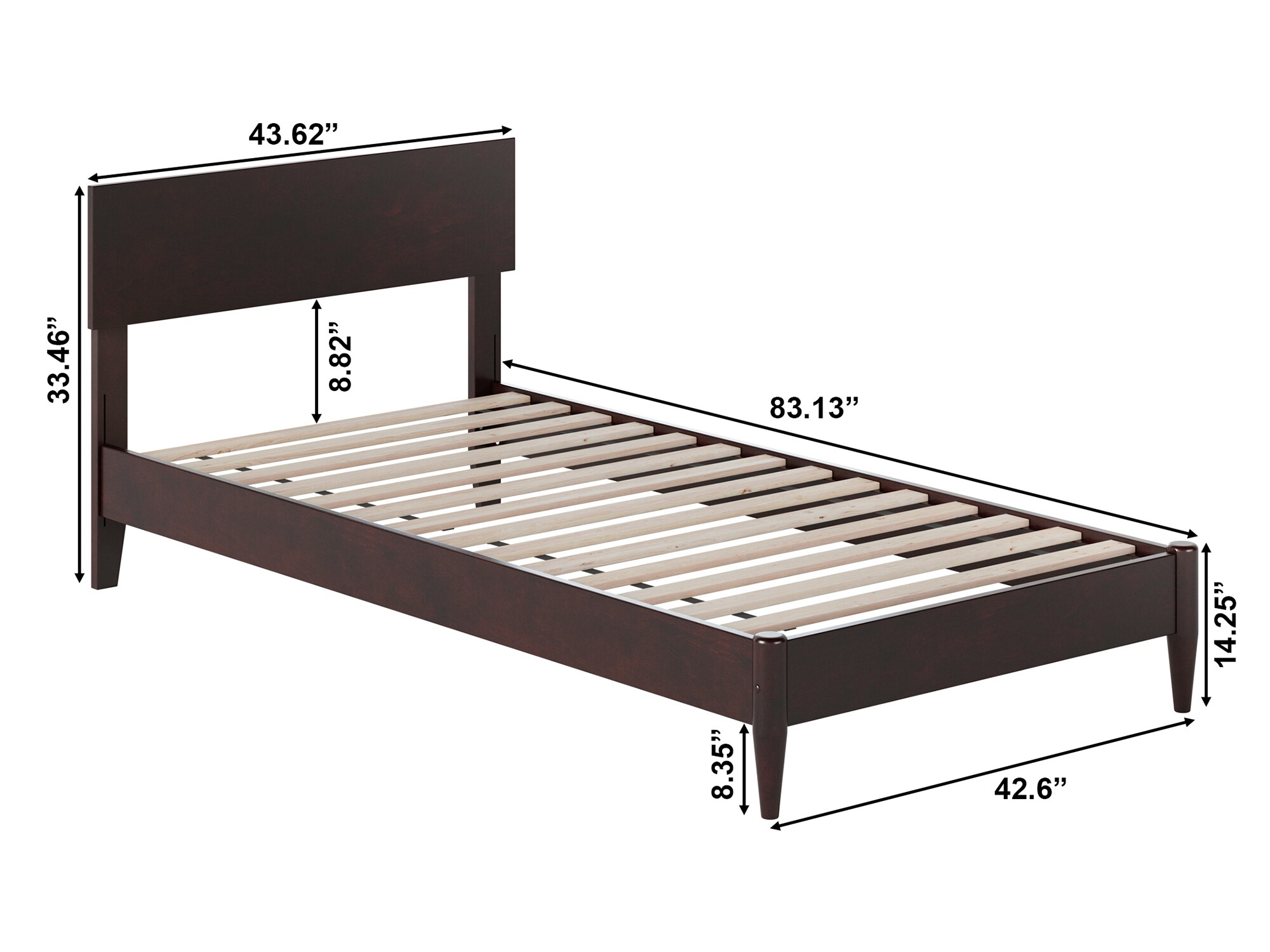 AFI Furnishings Espresso Twin Extra Long Wood Low-profile Bed in the ...