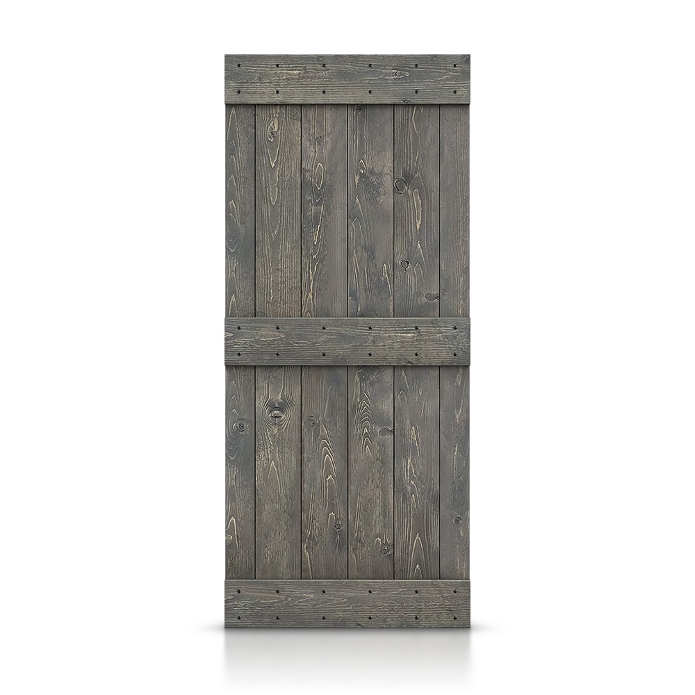 CALHOME DOOR-DIY-03-36GT 36-in x 84-in Gray Pine Wood Solid core Single Barn Door (Hardware Not Included)