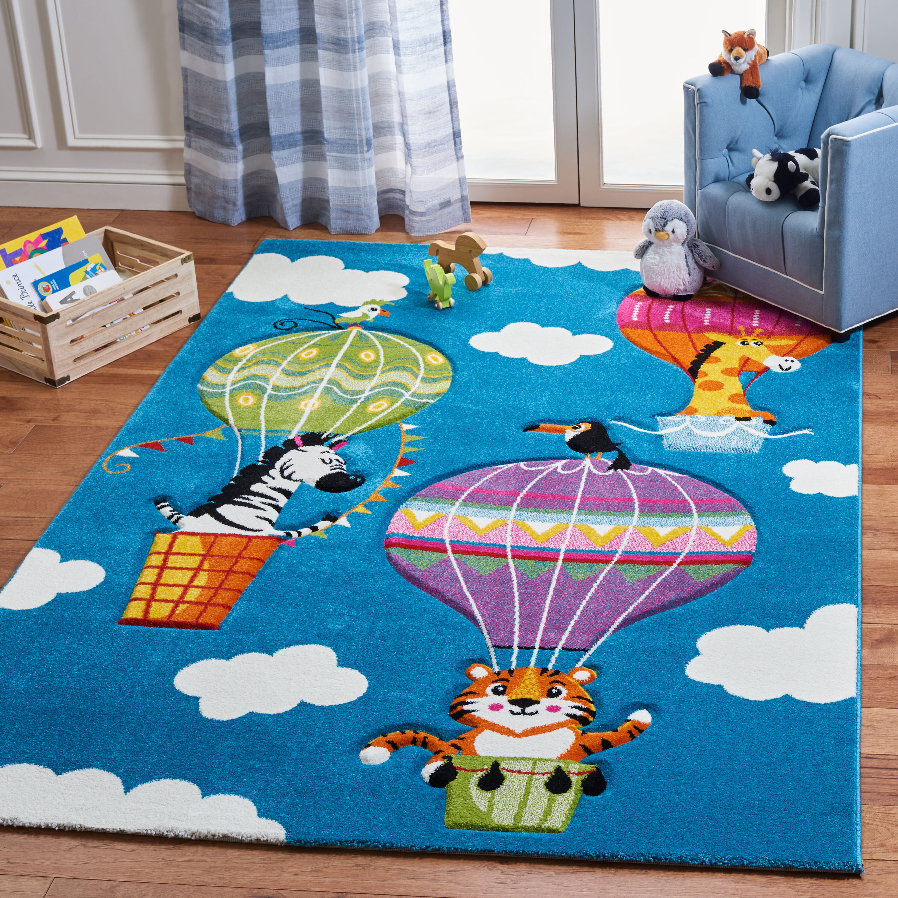 Carousel Kids 100 5 x 8 (ft) Loomed Polypropylene Blue/Green Rectangular Indoor Professionally Clean Only Area rug
