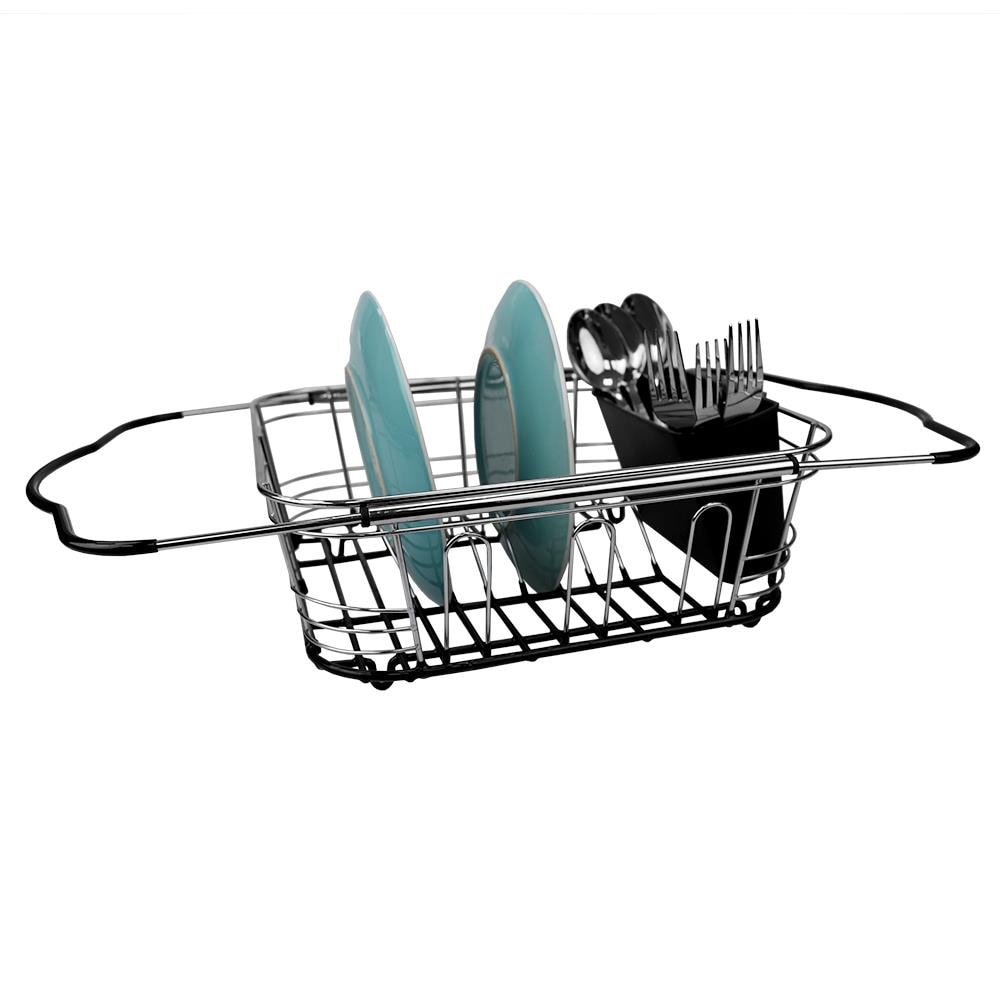 MegaChef 16 in. 2-Tier Silver Chrome Plated Standing Dish Rack