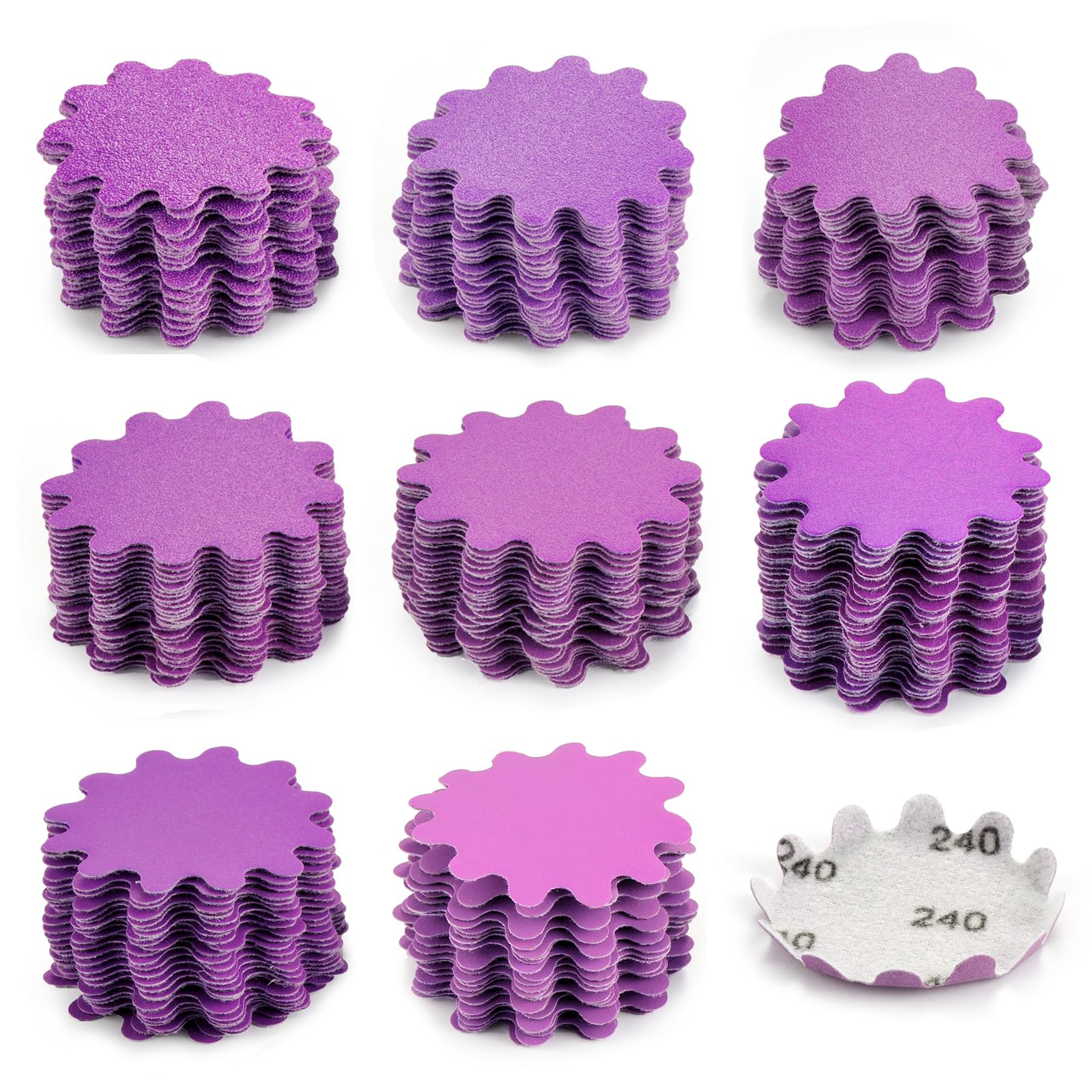 Oyezvary  Sanding Discs 2 Inch 80 Pieces Hook and Loop Flex Edge Sandpaper Assortment Grits 80 120 150 240 320 400 600 800 for Drill and Bowl