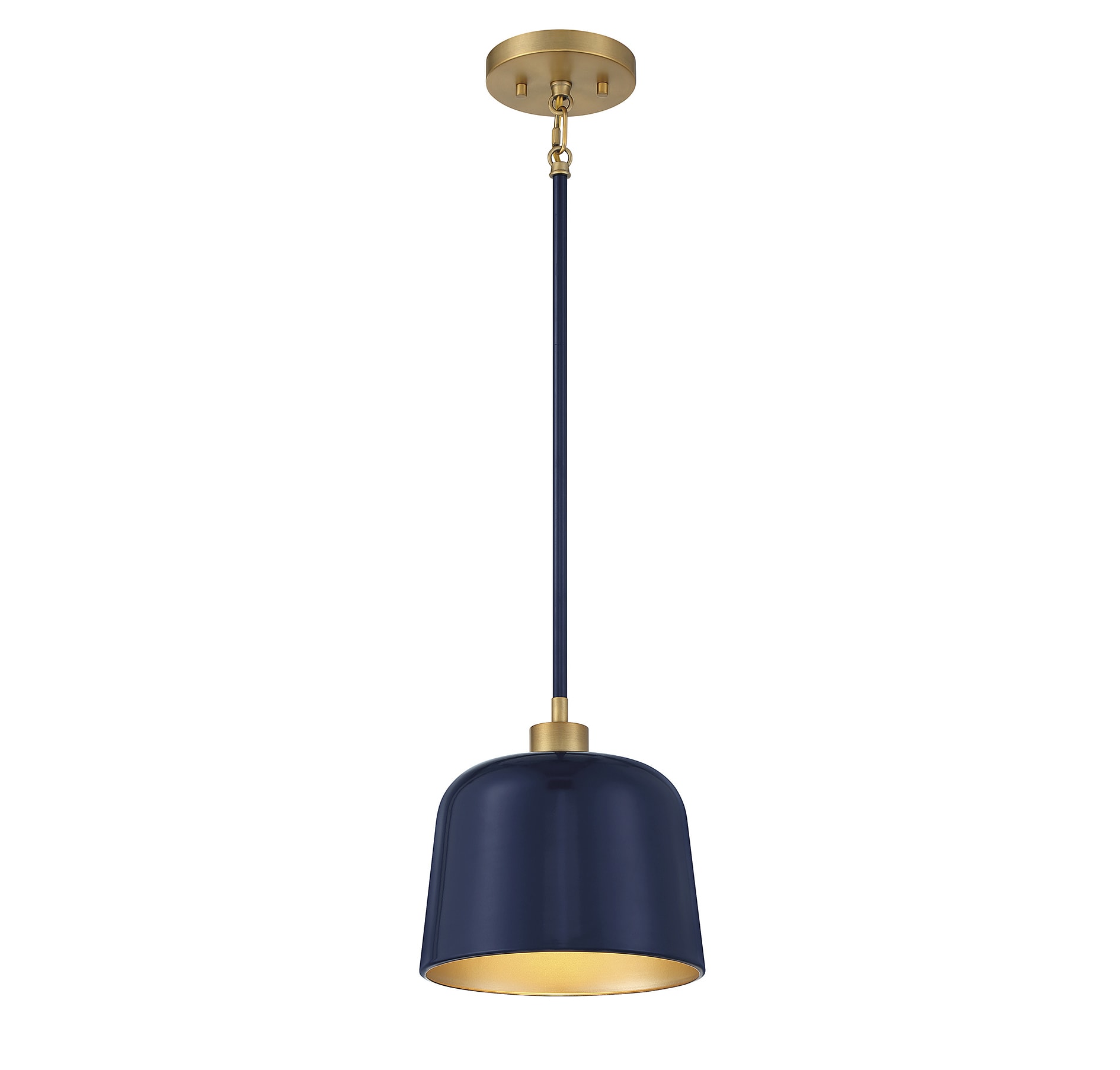 Meridian Lite Trends M70118NBLNB Meridian Navy Blue with Natural Brass Vintage Bowl Mini Hanging Pendant light