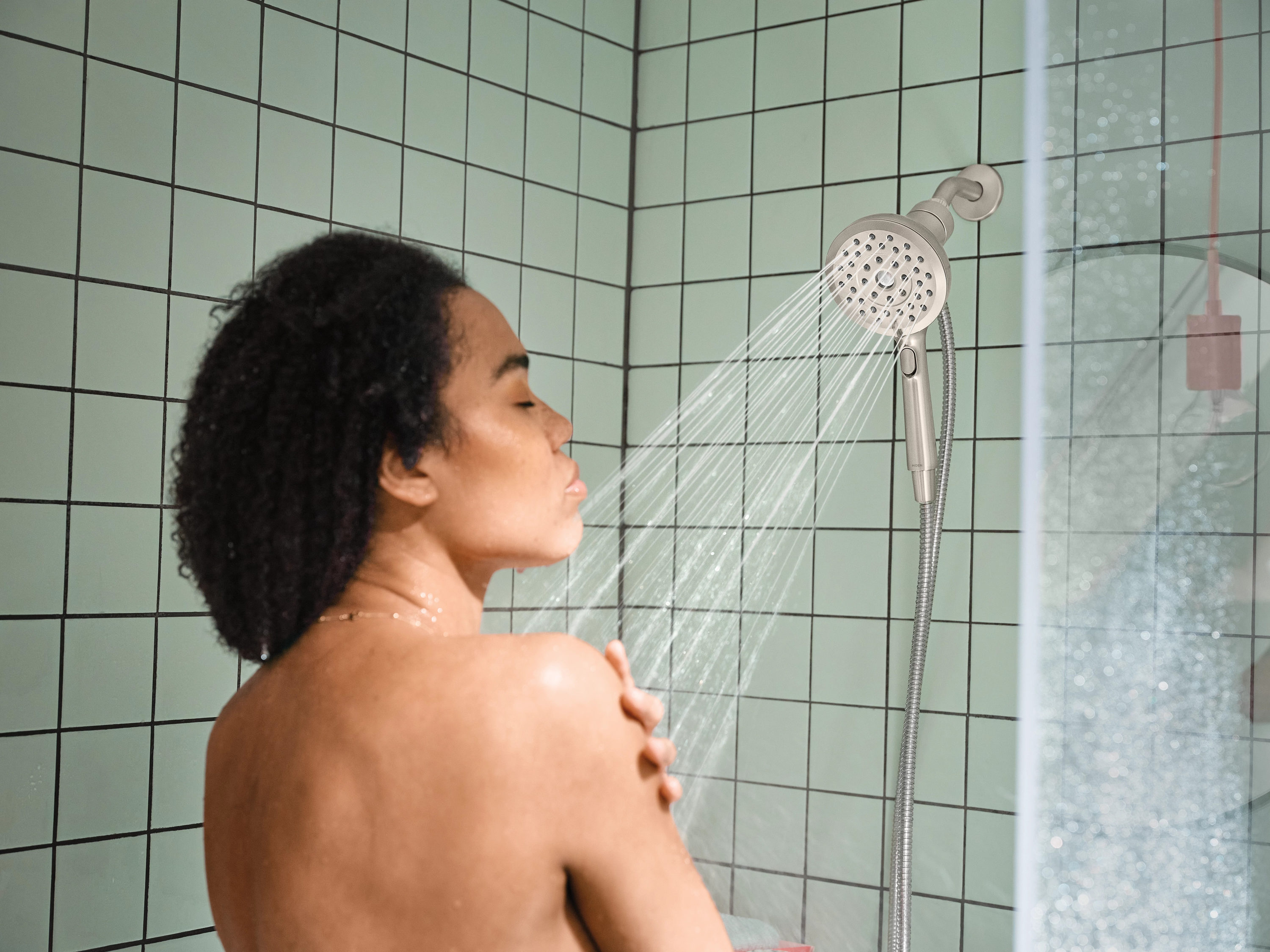 Nickel Handheld Shower Head with Magnetix Docking System
