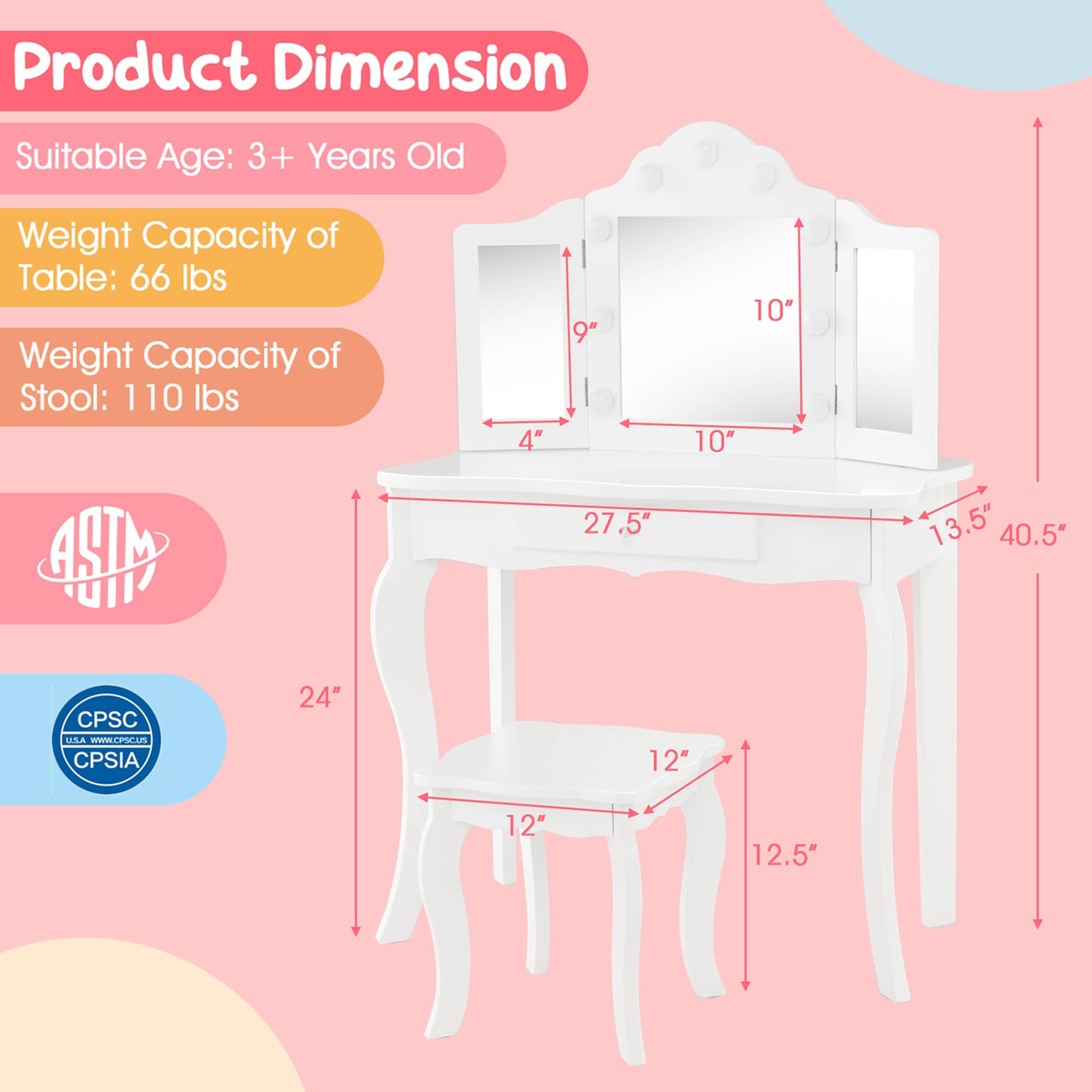 Costway CLS00029 Bedroom-Vanities - View #2