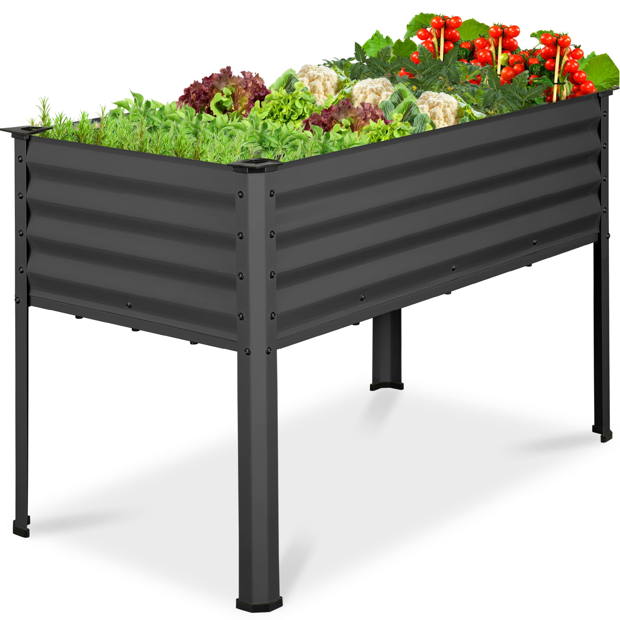 Best Choice Products 48x24x30in Elevated Galvanized Metal Garden Bed w/ Corner Protectors - Charcoal #SKY8708