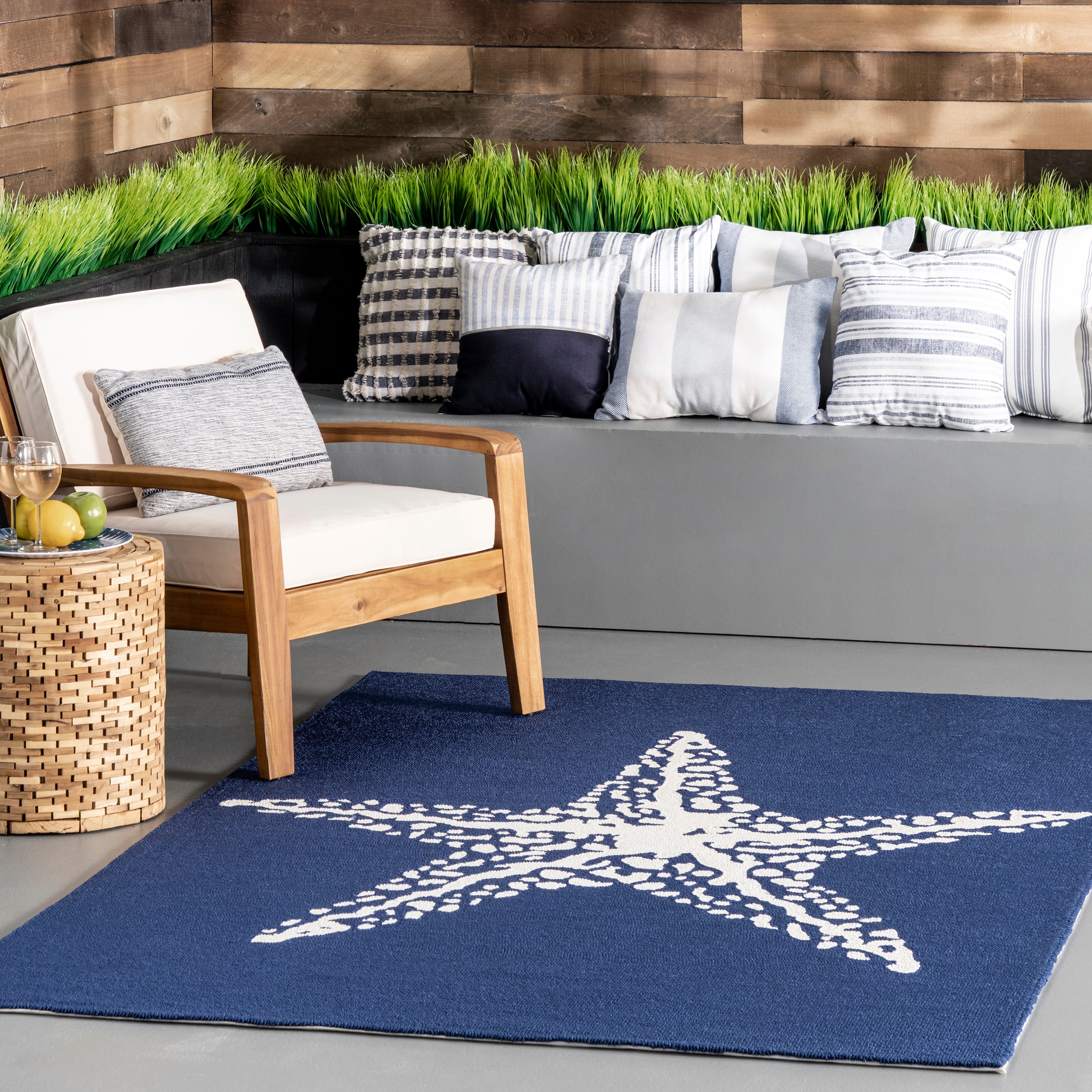 Nuloom Marine 6 X Ft Navy Square Indoor Outdoor Animal Print Area Rug In The Rugs Department At Lowes Com
