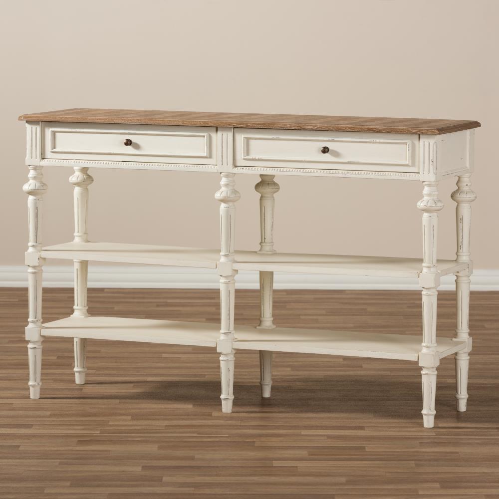 Baxton Studio Marquetterie Vintage White Console Table at Lowes