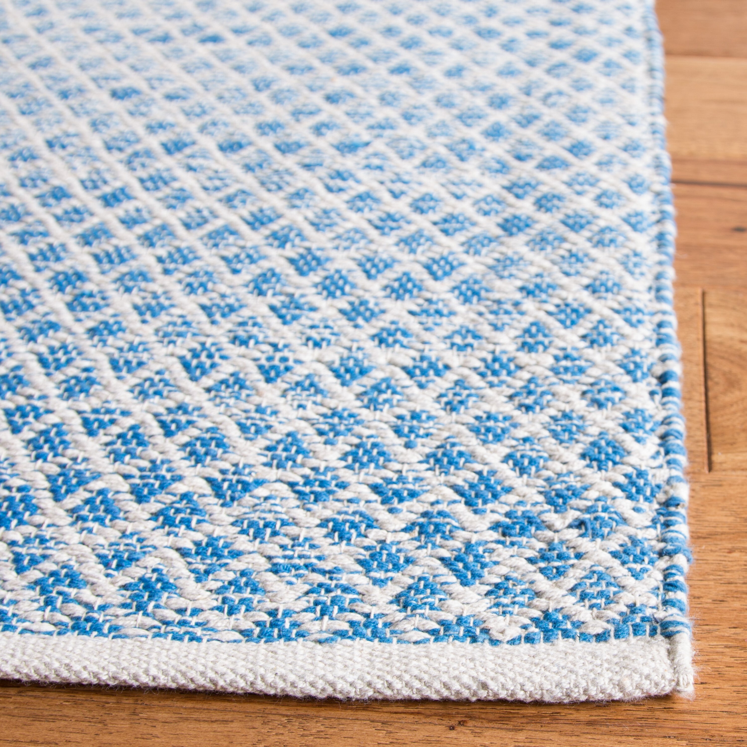 Montauk 5' x 8' Blue/Ivory Flat Woven Wool Cotton Area Rug