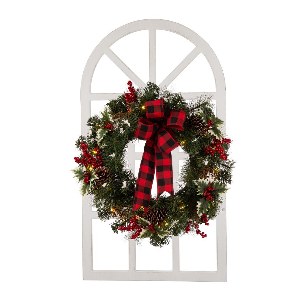 Glitzhome 2005500045 24-in Pre-lit Indoor Battery-operated Multi Pinecones Artificial Christmas Wreath