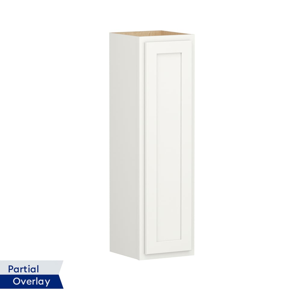 Shenandoah PRO Express Breckenridge 9-in W x 42.125-in H x 12-in D Linen Partial Overlay Wall Fully Assembled Plywood Cabinet (Recessed Panel Shaker Door Style)