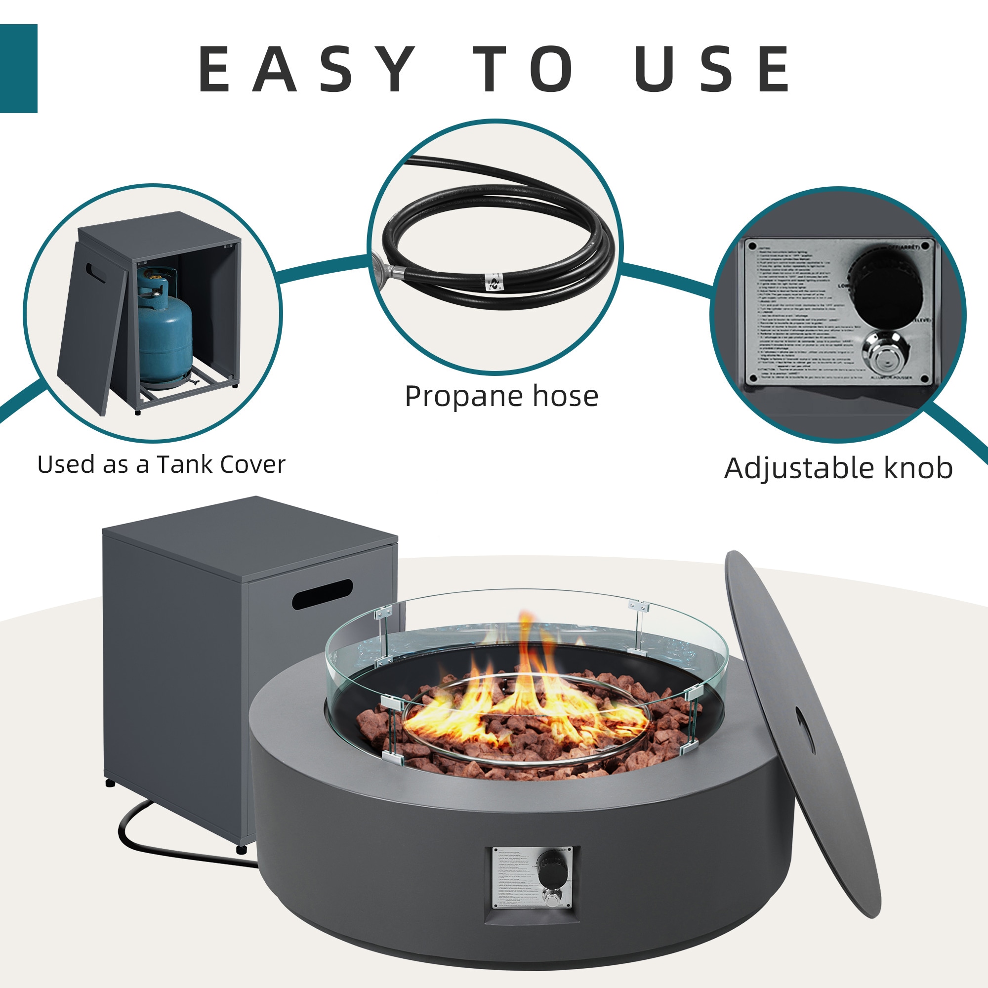 UPHA 42TP-GREY-DK-BLZWST Outdoor-Gas-Firepits - View #4