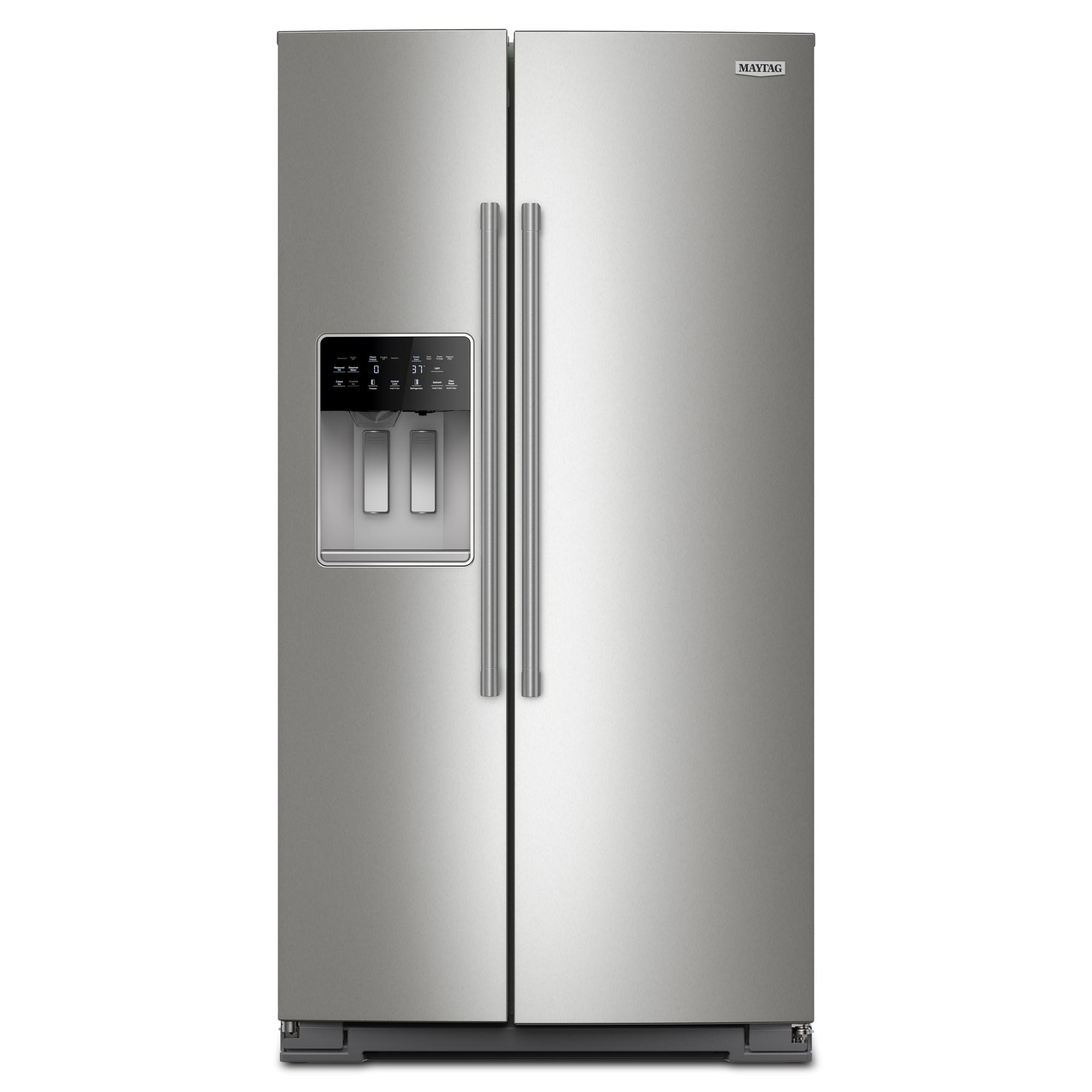 Maytag MRSC6636RZ 20.85-cu ft Counter-Depth Side-by-Side Refrigerator with Ice Maker ,Water and Ice Dispenser ( Fingerprint Resistant Stainless Finish )